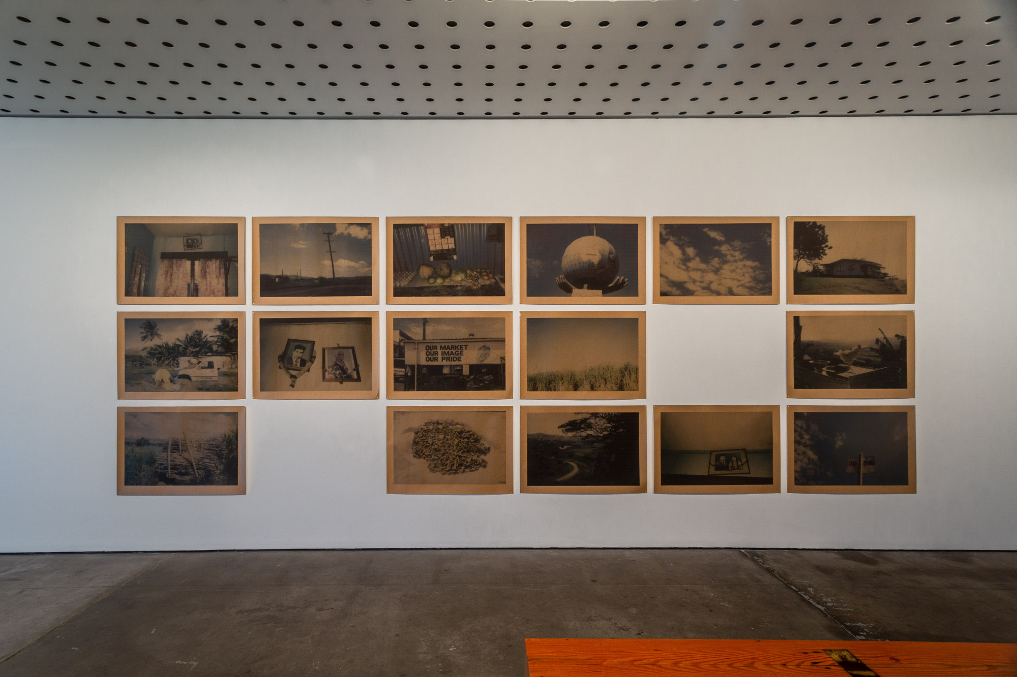 Installation view of Shivanjani Lal, <em>Chhaapaa</em>, 2020, 22 Polaroid prints on brown paper, 91.6 x 63.7 cm each, Centre for Contemporary Photography. Image courtesy of CCP. Photo: J Forsyth