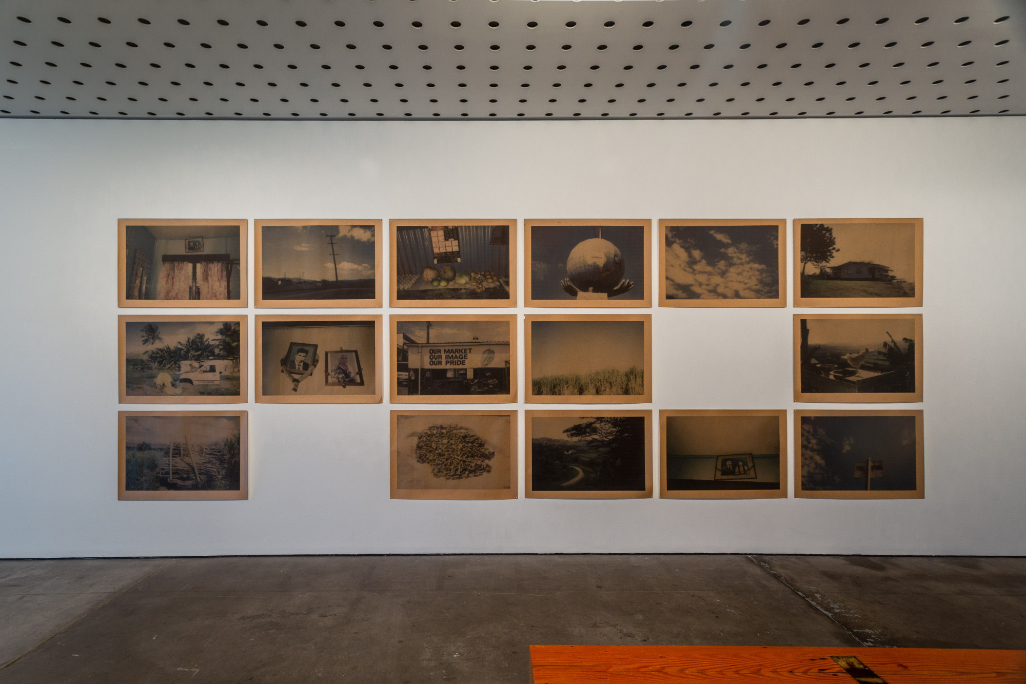 Installation view of Shivanjani Lal, <em>Chhaapaa</em>, 2020, 22 Polaroid prints on brown paper, 91.6 x 63.7 cm each, Centre for Contemporary Photography. Image courtesy of CCP. Photo: J Forsyth