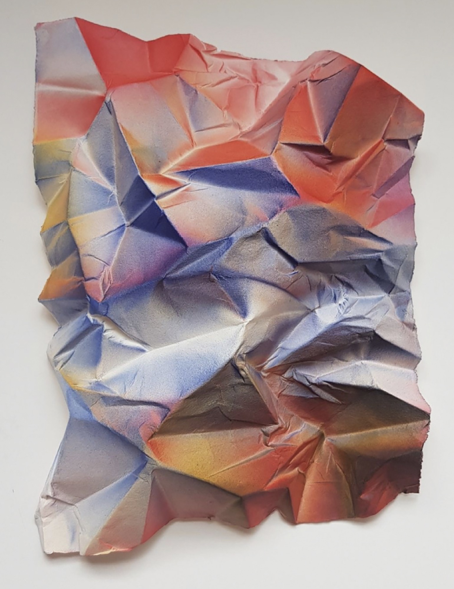 Louise Forthun, <em>Red+Blue+Orange</em>, 2021, synthetic polymer on Arches paper. Courtesy of Charles Nodrum Gallery.