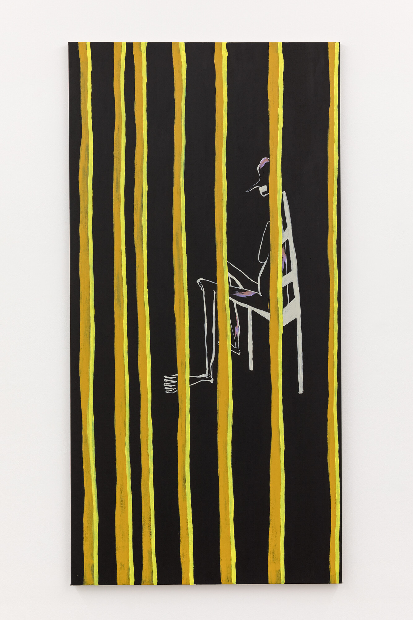 Mia Boe, <em>Interrogation Room</em>, 2023, Synthetic polymer on linen, 200 x 100cm