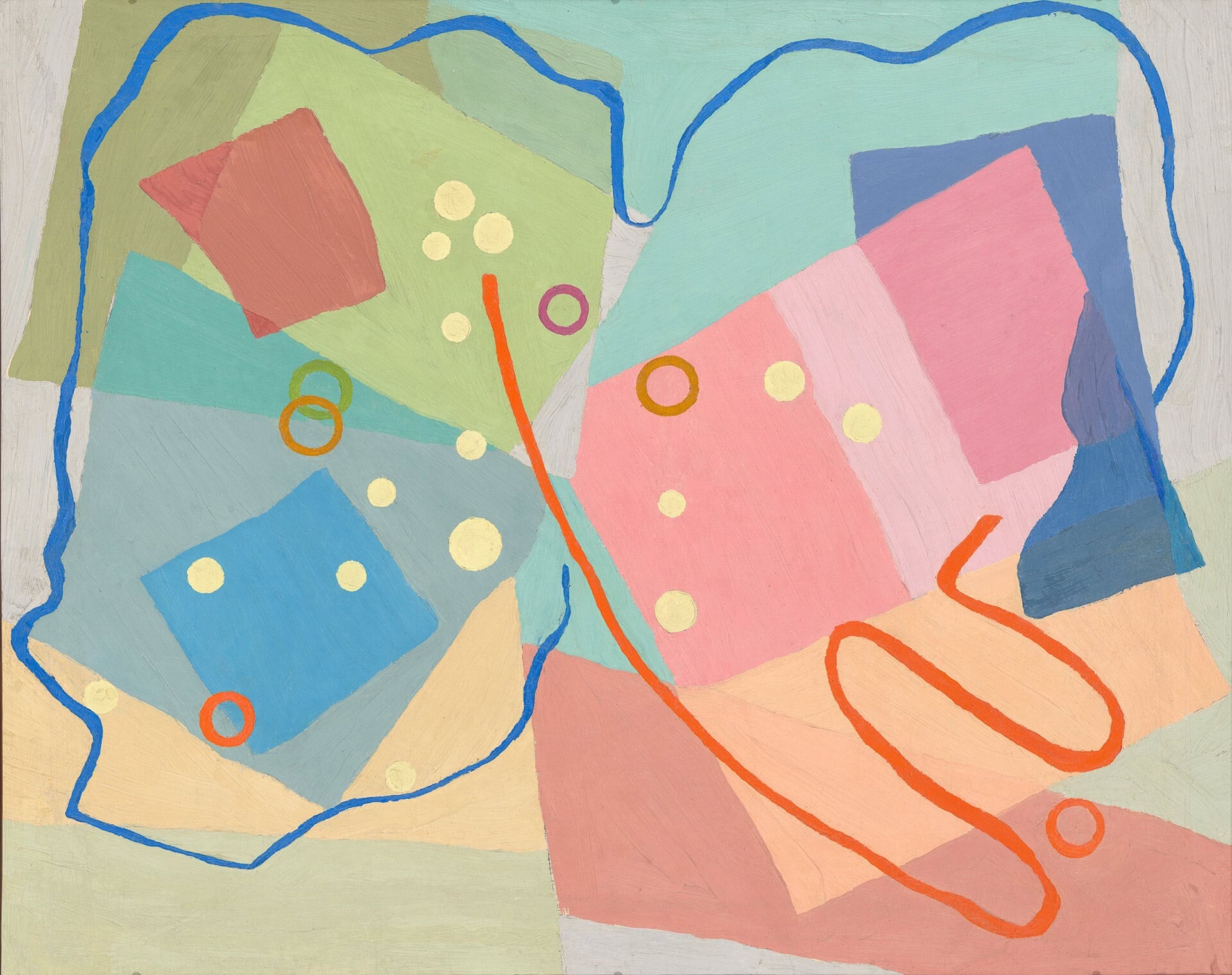 <p>Grace Crowley, <em>(Linear rhythm),</em> c. 1943. Warrane/Sydney, oil on cardboard, Andrew Collection. </p>