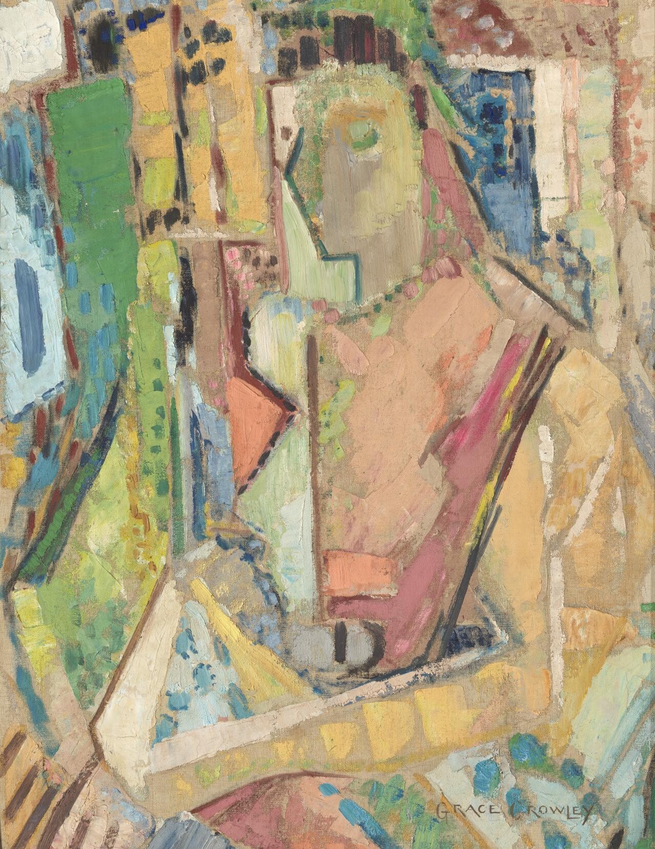<p>Grace Crowley, <em>Portrait,</em> 1939. Oil on canvas on cardboard, 71.6 × 56.2 cm, National Gallery of Victoria, Melbourne.</p>