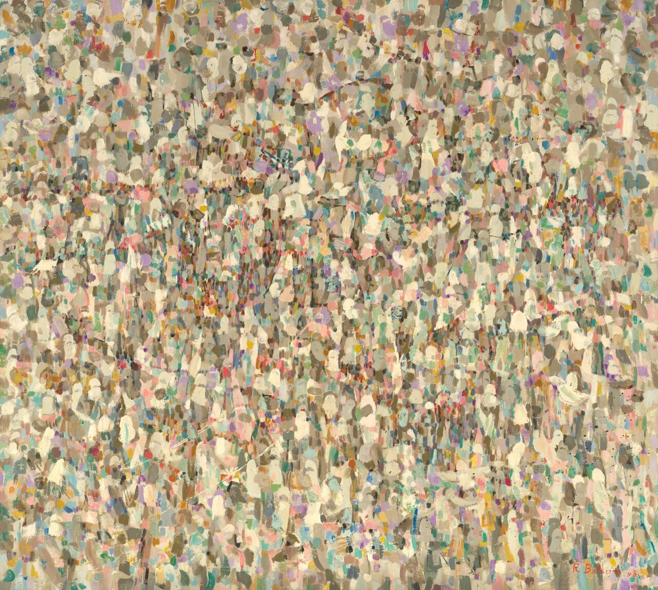 <p>Ralph Balson, <em>Non-Objective Painting,</em> 1958. Oil on composition board, 135.8 × 151.0 cm, National Gallery of Victoria, Melbourne.</p>