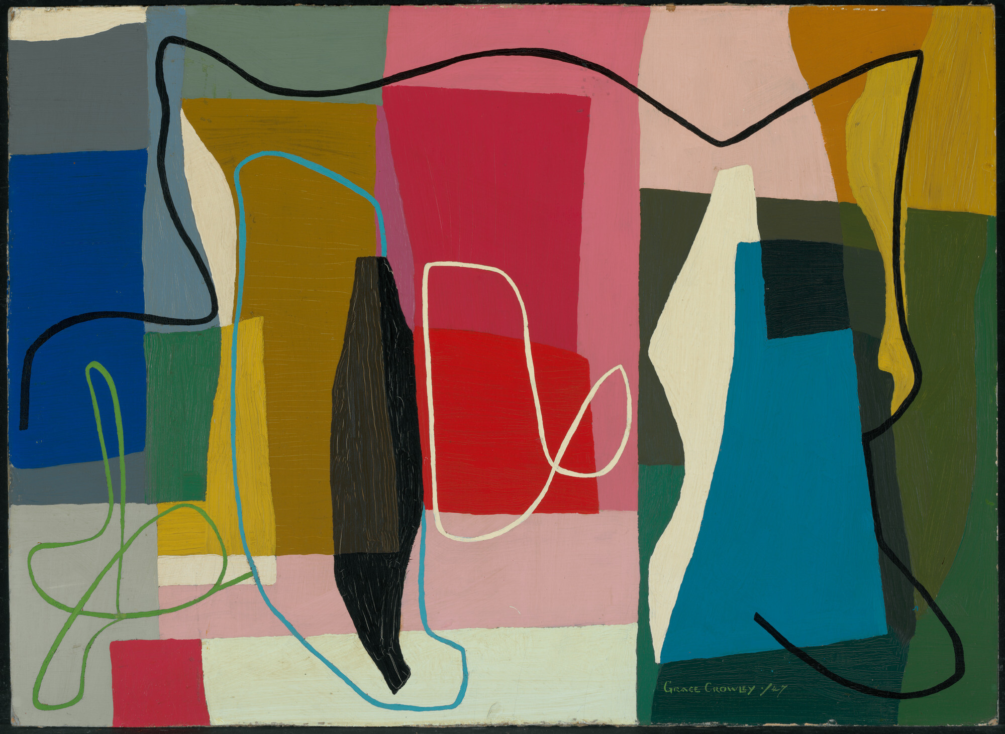 <p>Grace Crowley, <em>Abstract Painting</em>, 1947. Oil on cardboard, 60.7 h x 83.3 w cm, National Gallery of Australia, Canberra.</p>