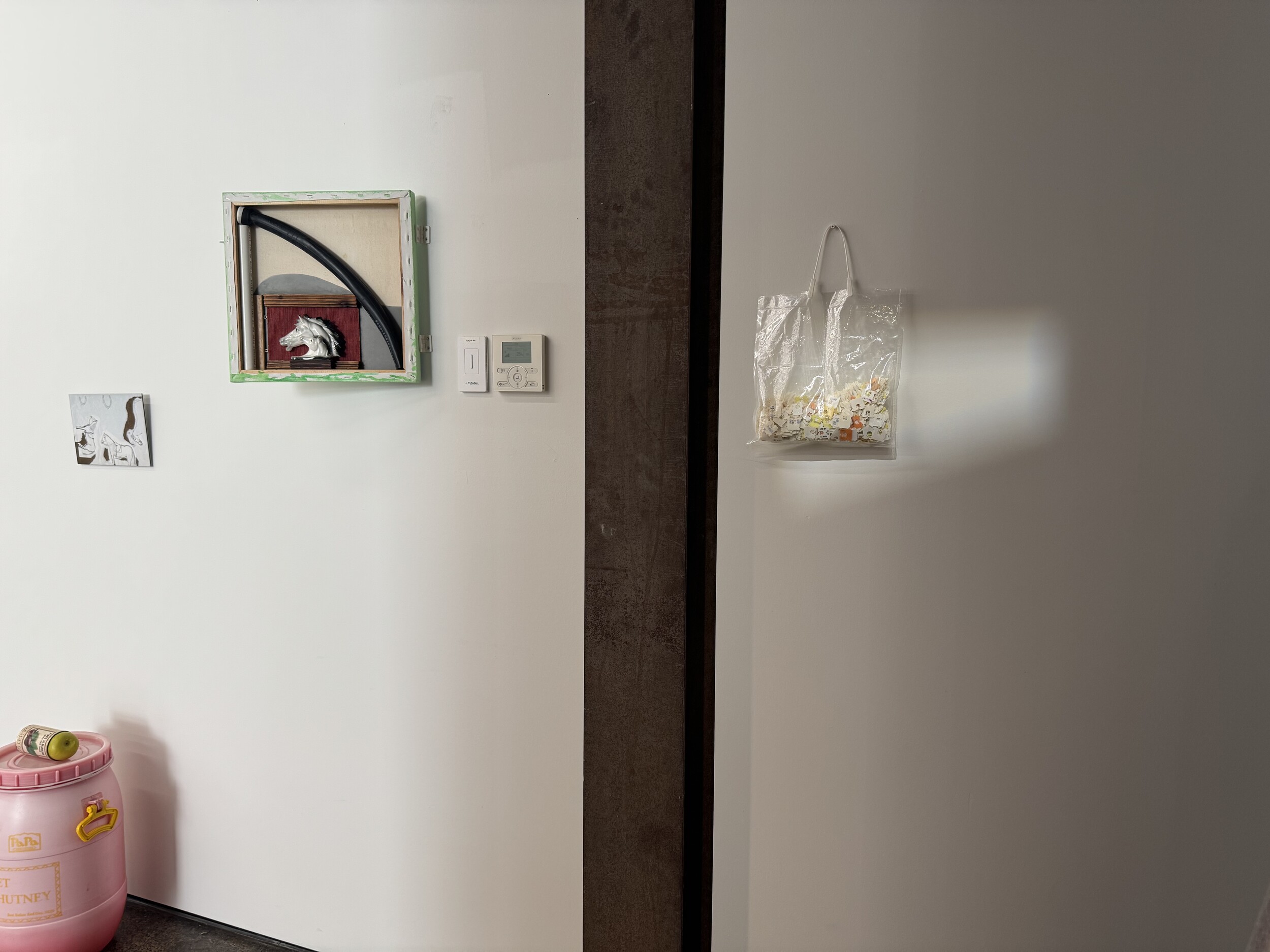 <p>Installation view of Lou Hubbard <em>Grill felt Lamb </em>at Sarah Scout Presents, Melbourne. Photo: Lou Hubbard.</p>