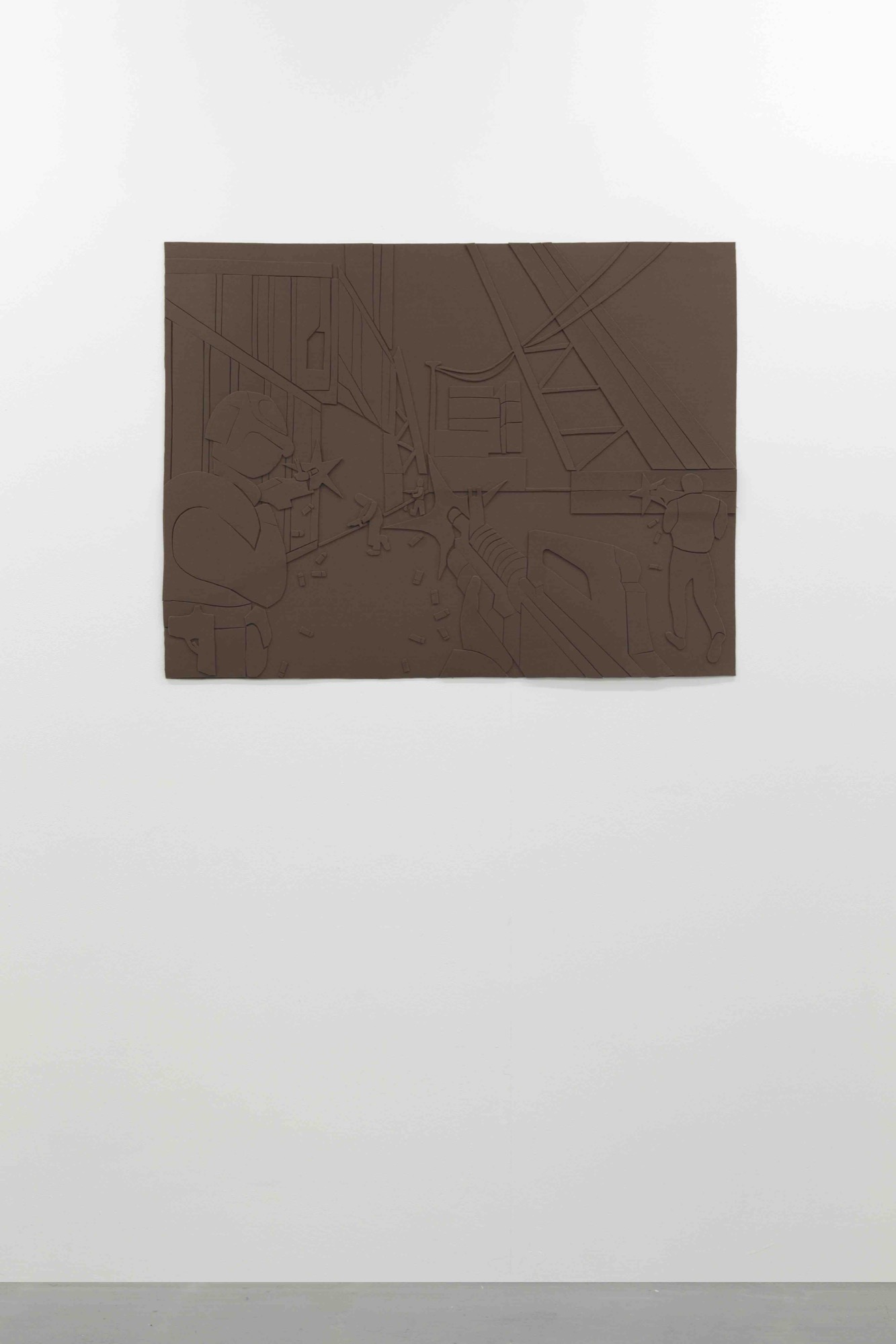 <em>Brown (first person shooter),</em> 2017, synthetic felt, 940 x 720 mm. Image courtesy of the artist and Fort Delta.