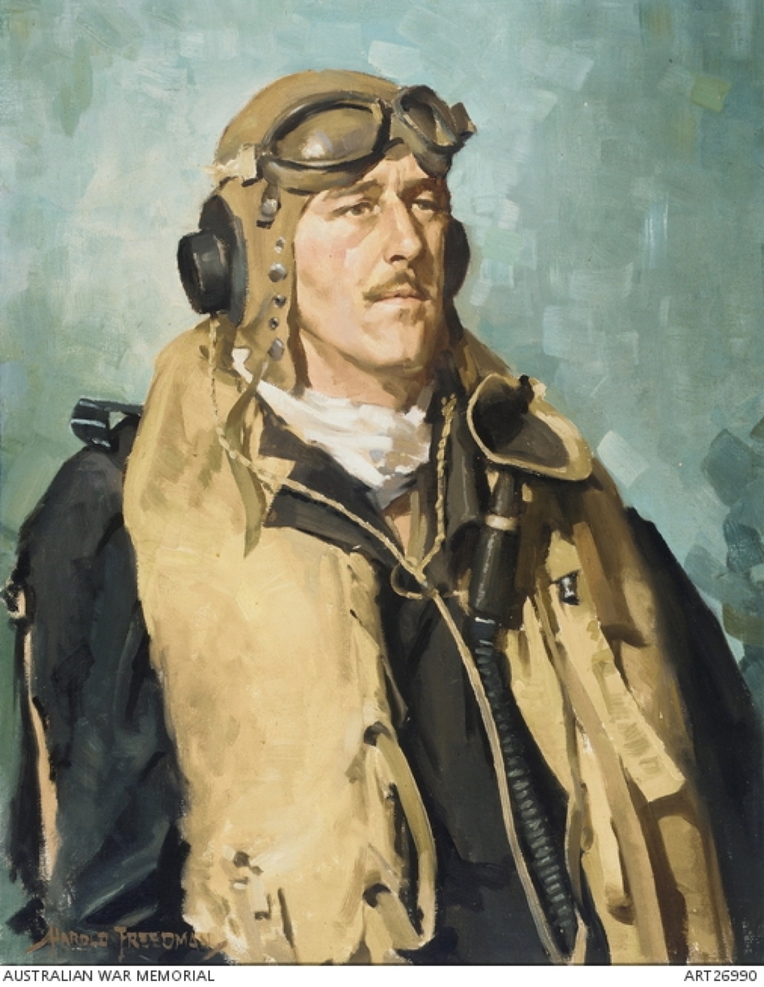 <em>Wing Commander Clive Caldwall, DSO, DFC &amp; Bar</em>, 1944, oil on canvas on plywood, 70.4 x 55.2 cm, Collection: Australian War Memorial, Canberra