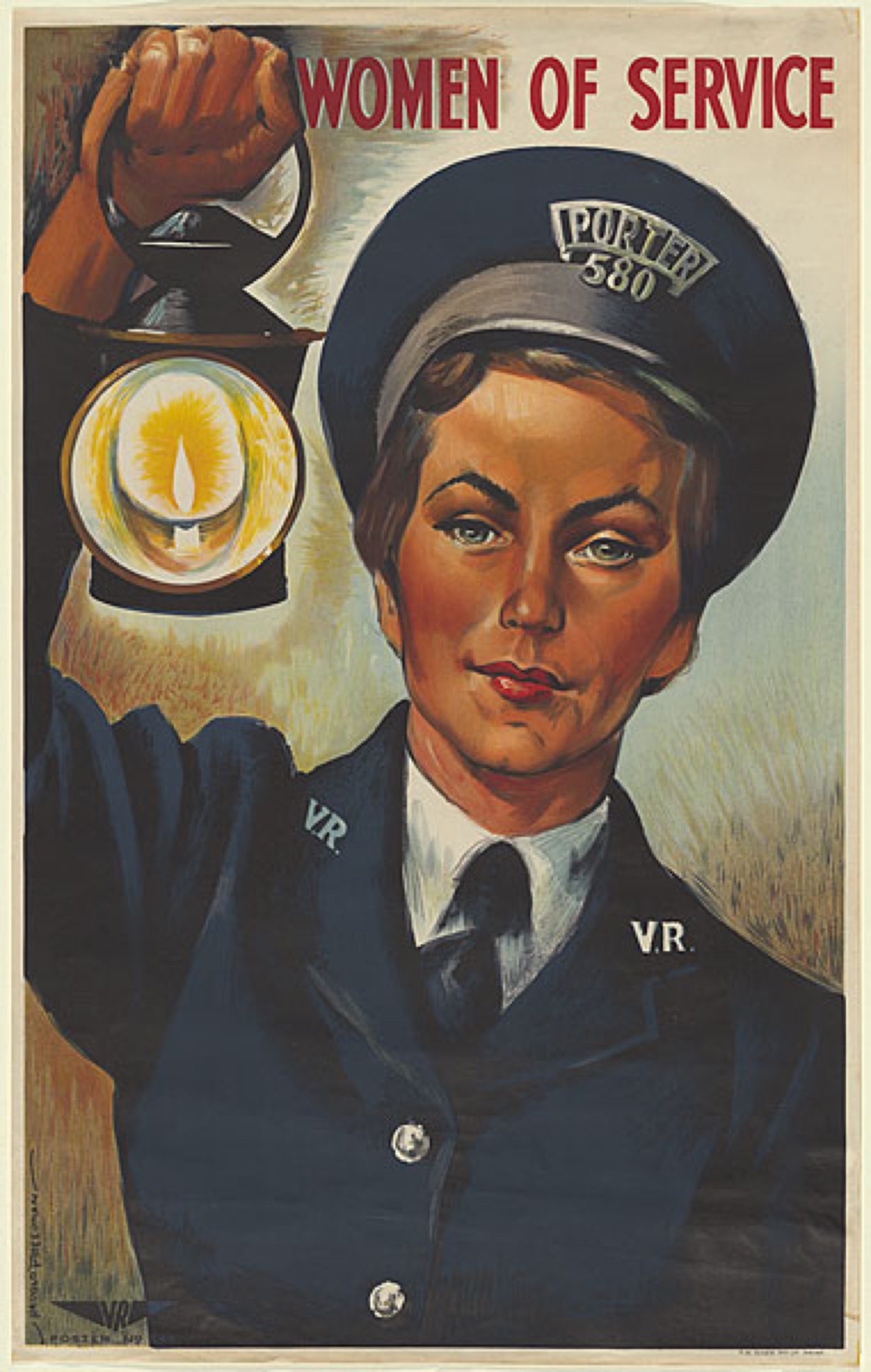 <em>Women of Service: The Porter</em>, 1947, lithograph, printed in colour inks, from multiple plates, 99.5 x 61.5 cm (printed image), Collection: National Gallery of Australia, Canberra