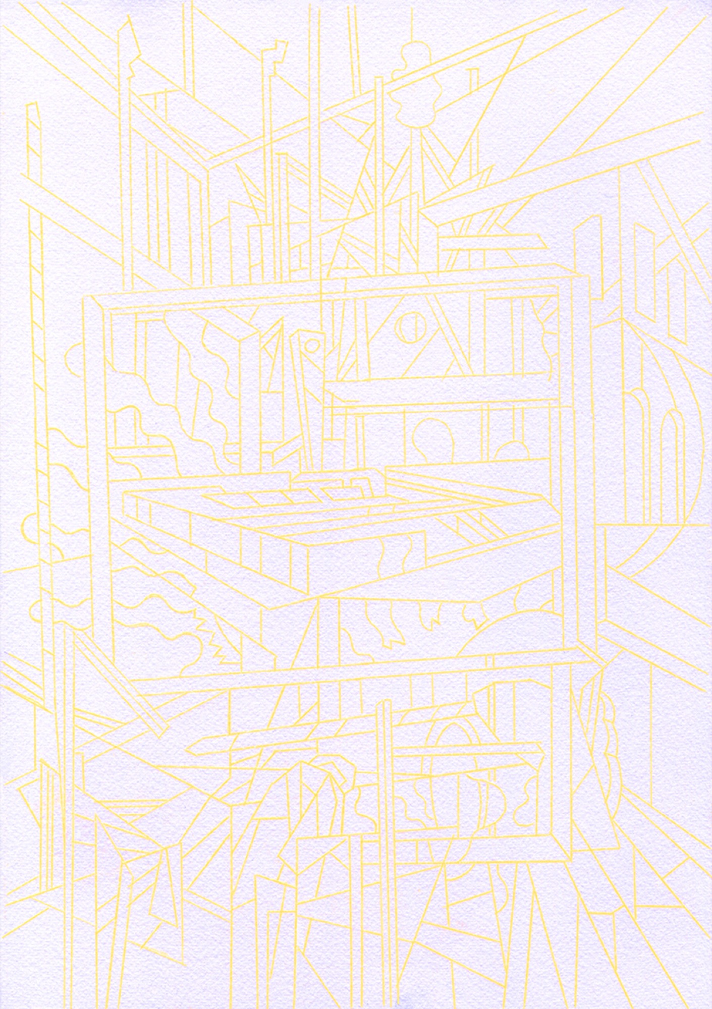 Raafat Ishak, <em>The sooth sayer and the silent statue</em>, 2017, carbon on paper, 42 x 29.7cm. Image courtesy the artist.