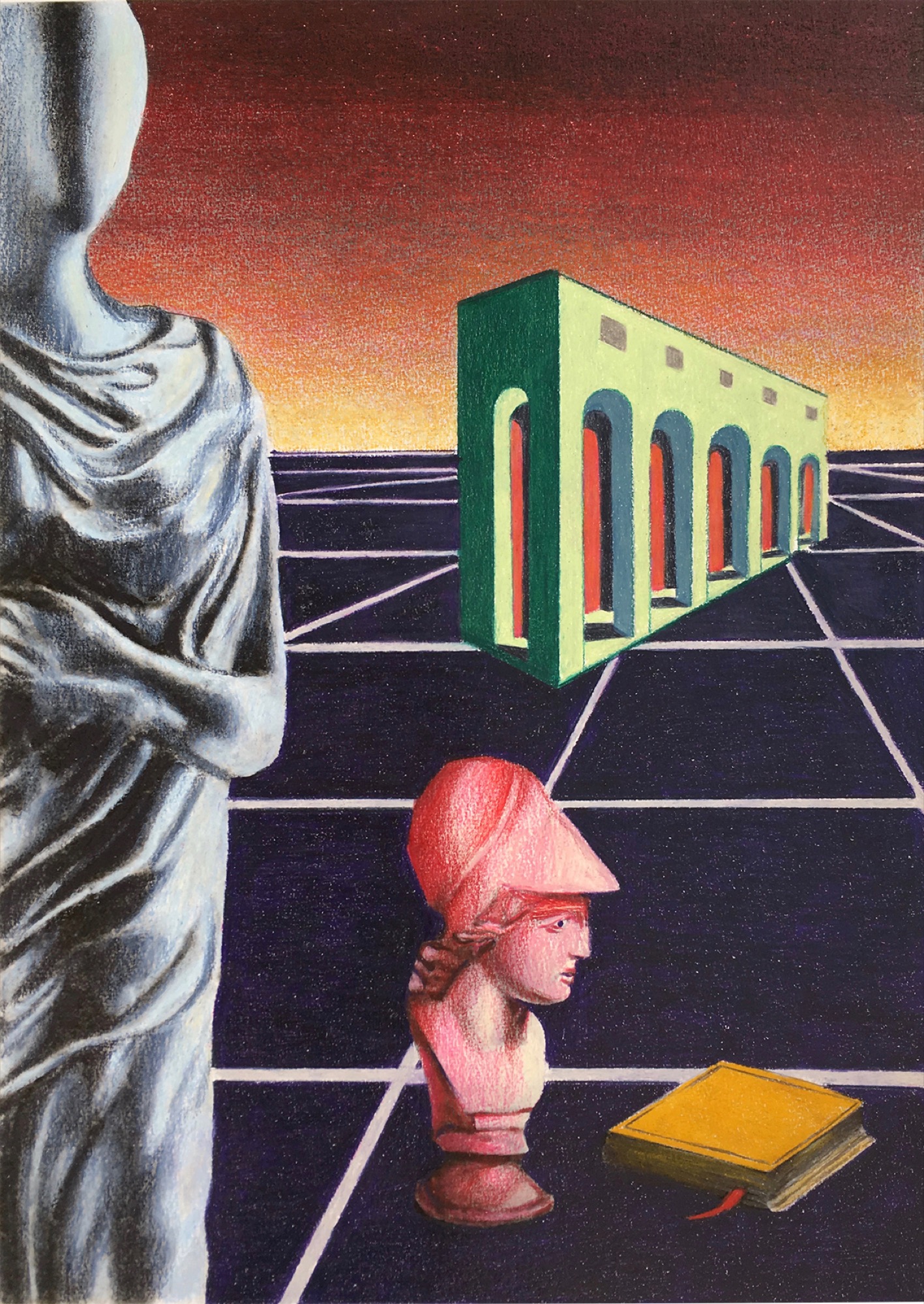 Damiano Bertoli, <em>The infinite lassitude of the scholar</em>, 2017, pencil on paper, 42 x 29.7cm. Image courtesy the artist.