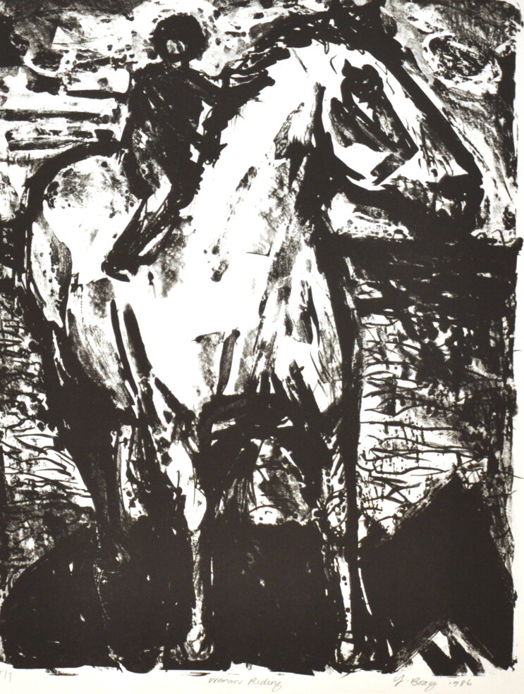 <p>Yvonne Boag, Woman Riding, lithograph, 57 x 43cm, 1986, courtesy of the artist</p>