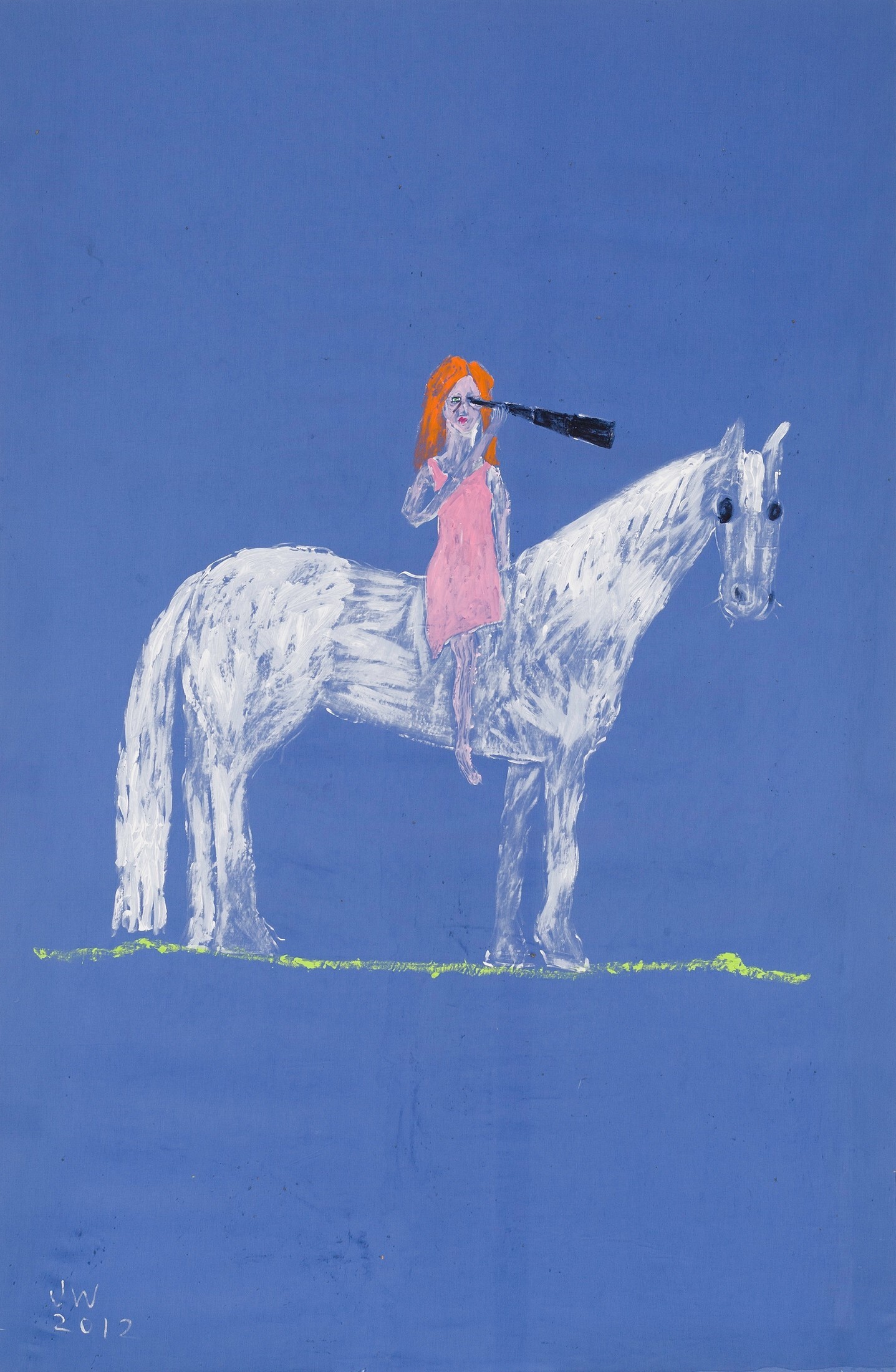 <p>Jenny Watson, <em>White Horse with Telescope</em> (detail), 2012, synthetic polymer paint on rabbit skin glue primed cotton 200 x 130 cm. Latrobe Regional Gallery Collection. Courtesy the artist and Anna Schwartz Gallery, Melbourne.</p>