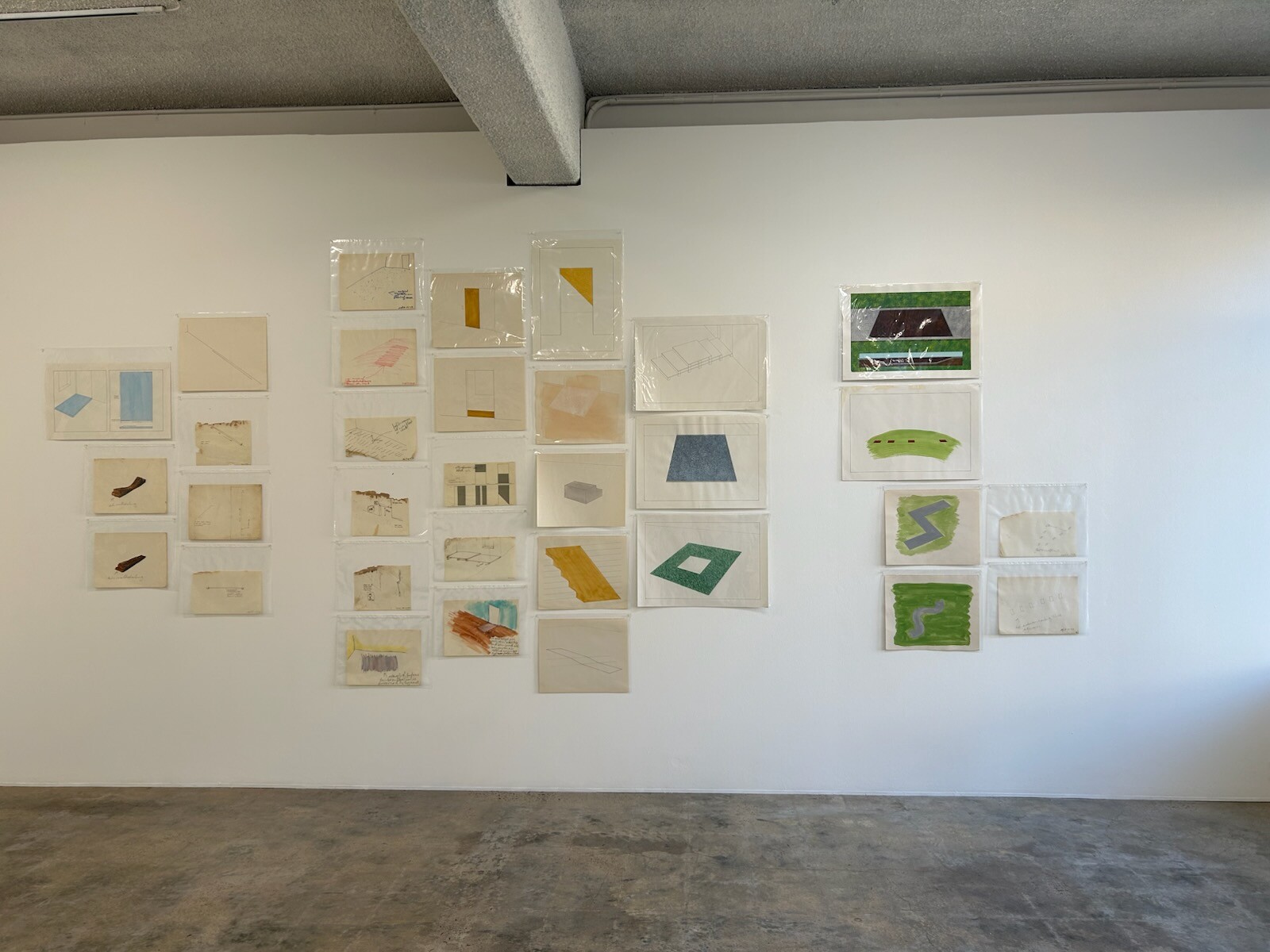 <p>Installation view, Ian Milliss Early Drawings 1967-71, Sydenham International, March 2025.</p>