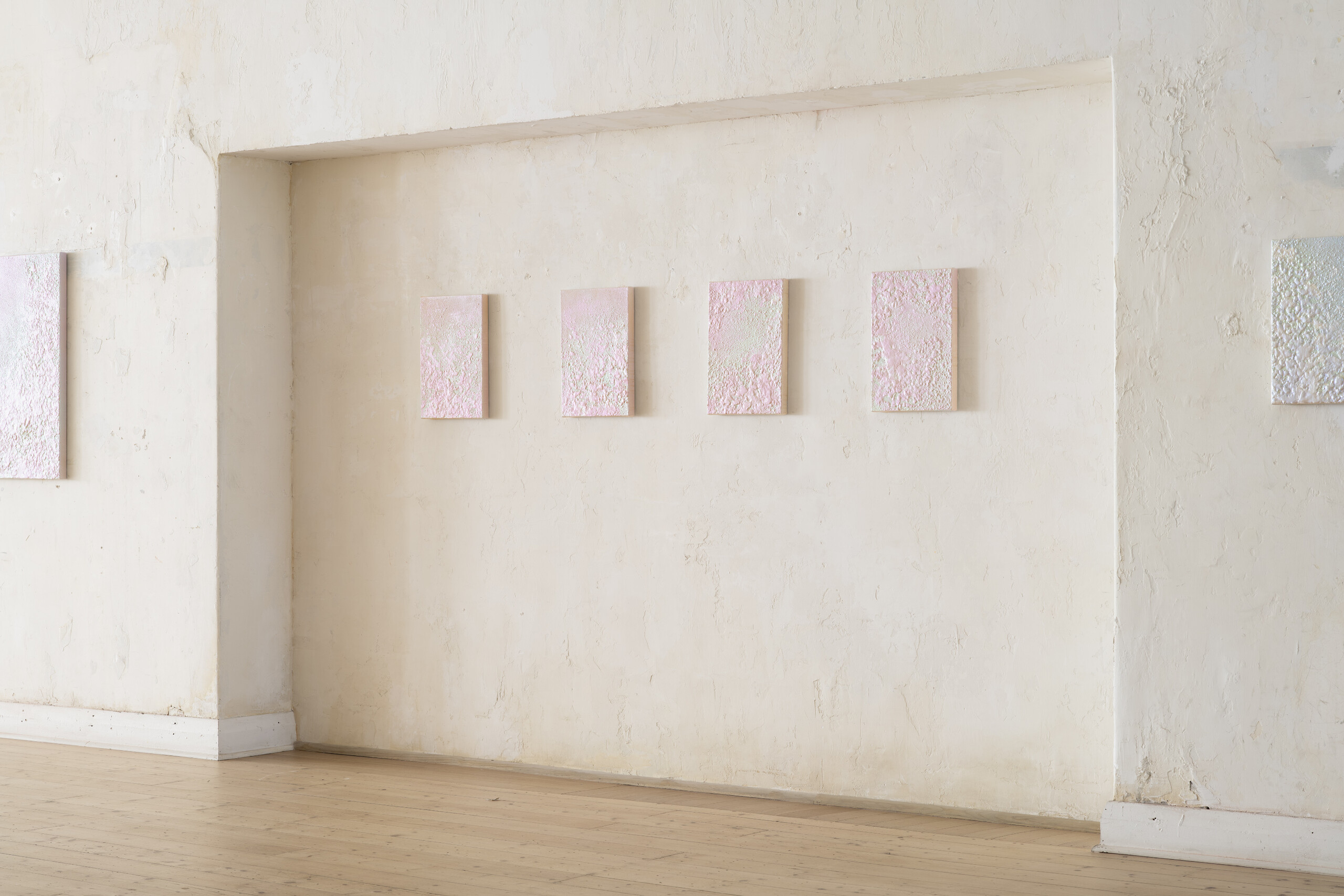 Ash Keating, <em>Ice Floes Response,</em> installation view, 2023, mixed media on linen. Courtesy of the artist. Photo: Melbourne Museum Photography