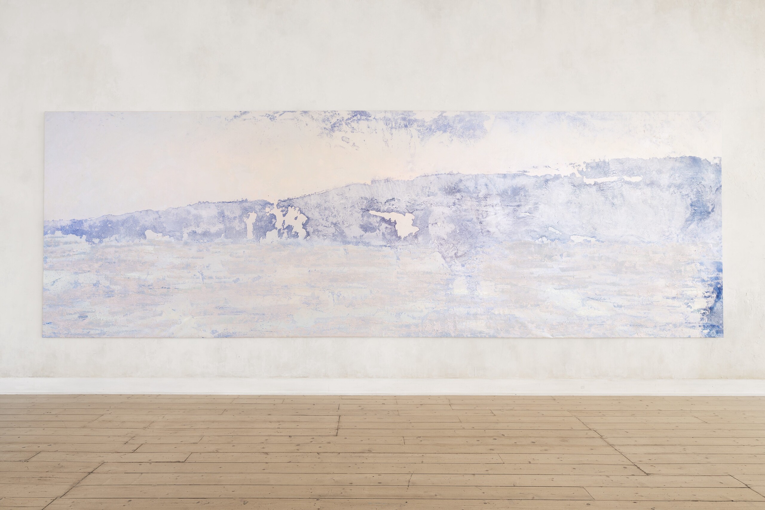Ash Keating, <em>Ice Floes Response,</em> installation view, 2023, mixed media on linen. Courtesy of the artist. Photo: Melbourne Museum Photography