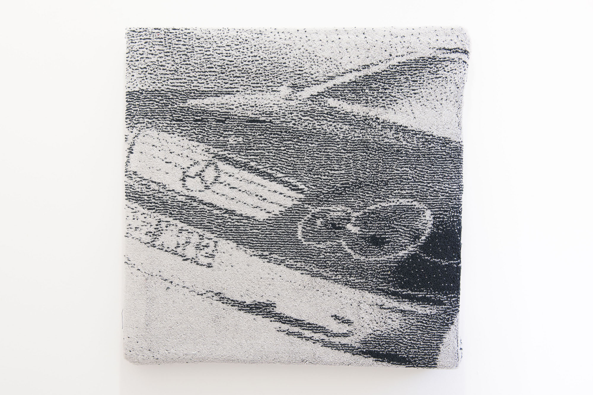Isabella Darcy, <em>E-Class</em>, 2020, Towel over canvas, 46 x 46 cm, Disneyland Paris, Melbourne. Photo: Jordan Halsall