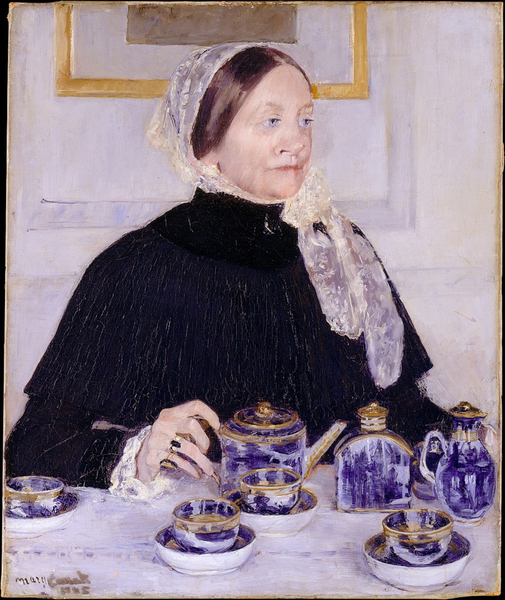 Mary Cassatt, <em>Lady at the Tea Table </em>, 1883–85, Oil on canvas, Mary Dickinson Riddle, 73.7 cm × 61 cm. Metropolitan Museum of Art, New York.