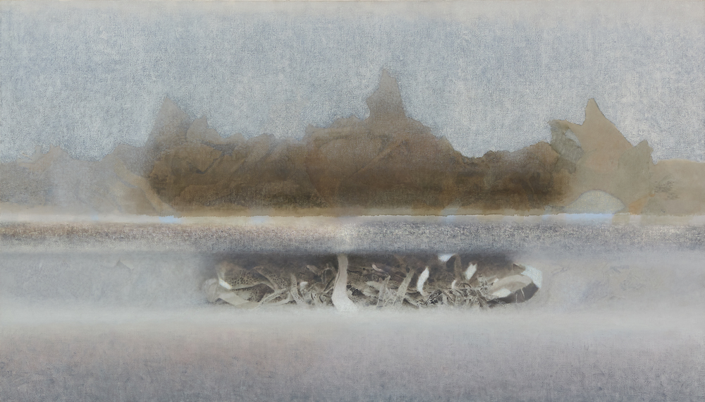 Jonathan Walker, <em>Collaboration with A. Wollscheid</em>, 1988 – 89, oil on linen, 213 x 122 cm. Courtesy the artist’s estate. Photo: Christo Crocker