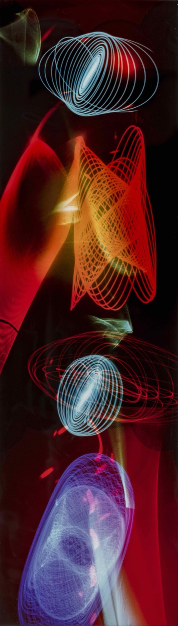 Josef Stanislaw Ostoja-Kotkowski, <em>Laser light composition</em>, 1980s, Adelaide, direct positive colour photograph, 104.9 x 30.1 cm (sheet), Art Gallery of South Australia, Adelaide, gift of Andrew S.R Booth and Edward H.S. Booth, 1995. © Estate of J S Ostoja-Kotkowski.
