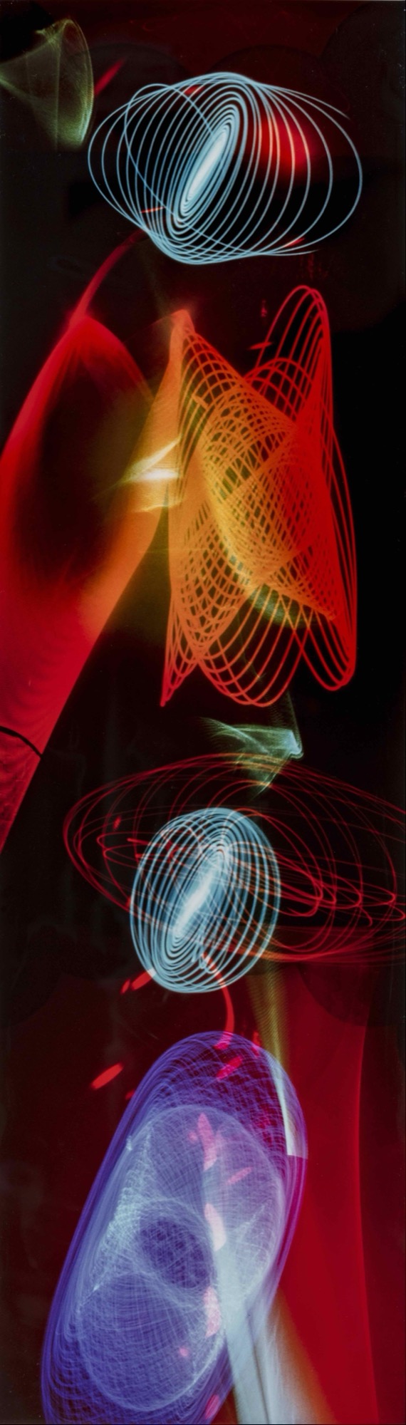 Josef Stanislaw Ostoja-Kotkowski, <em>Laser light composition</em>, 1980s, Adelaide, direct positive colour photograph, 104.9 x 30.1 cm (sheet), Art Gallery of South Australia, Adelaide, gift of Andrew S.R Booth and Edward H.S. Booth, 1995. © Estate of J S Ostoja-Kotkowski.