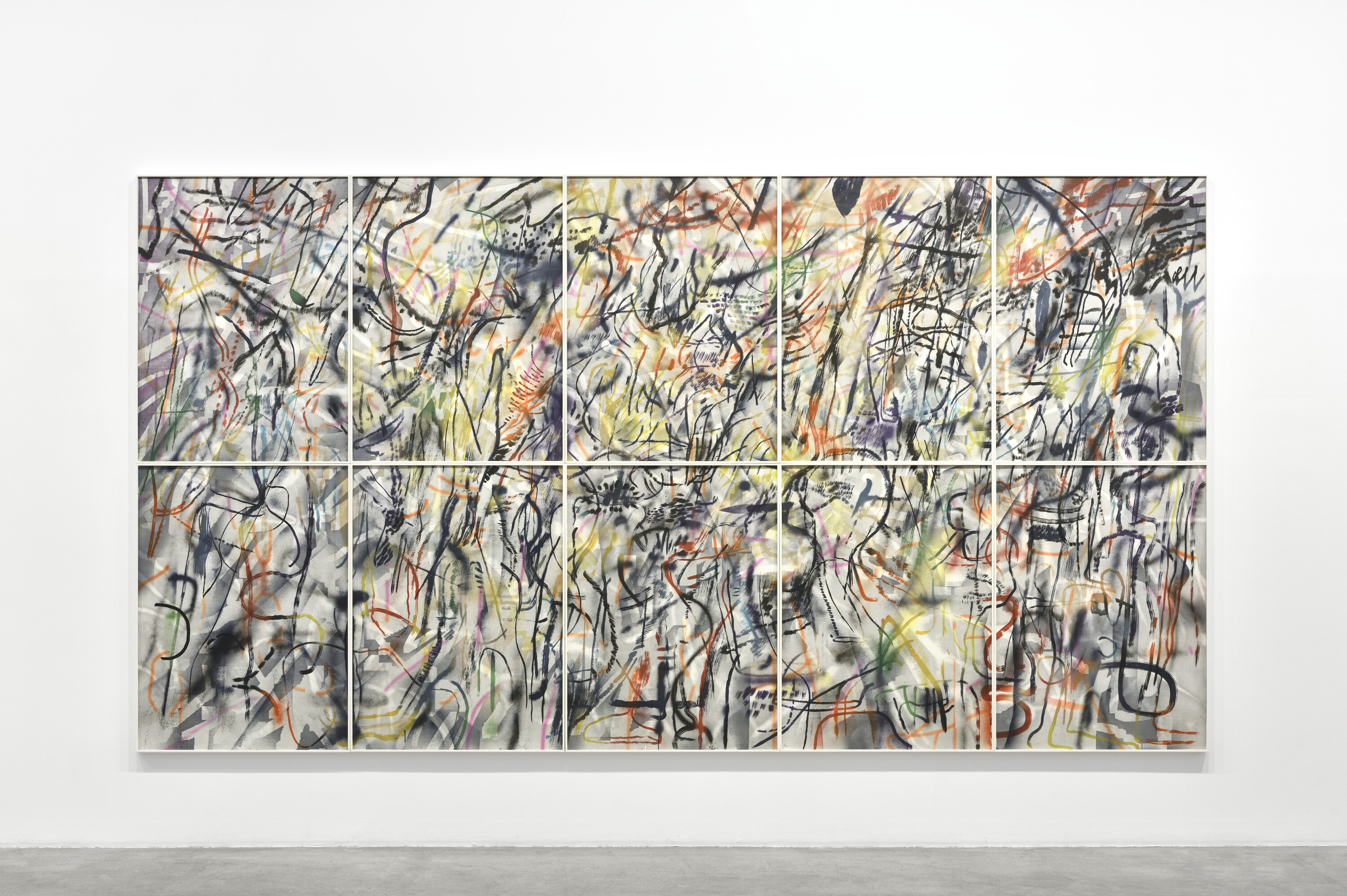 <p>Julie Mehretu, <em>This Manifestation of Historical Restlessness, (from Robin’s Intimacy)</em>, 2022, 10-panel etching with aquatint. Image courtesy and © Julie Mehretu, photograph: Rebecca Fanuele</p>
