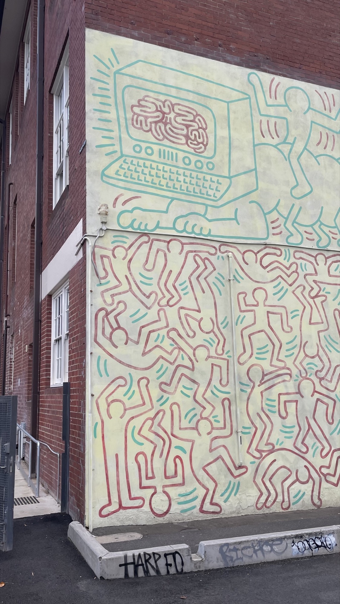 Keith Haring mural, 1984, former Collingwood Technical School, Johnston Street. Photo: Chris Cottrell