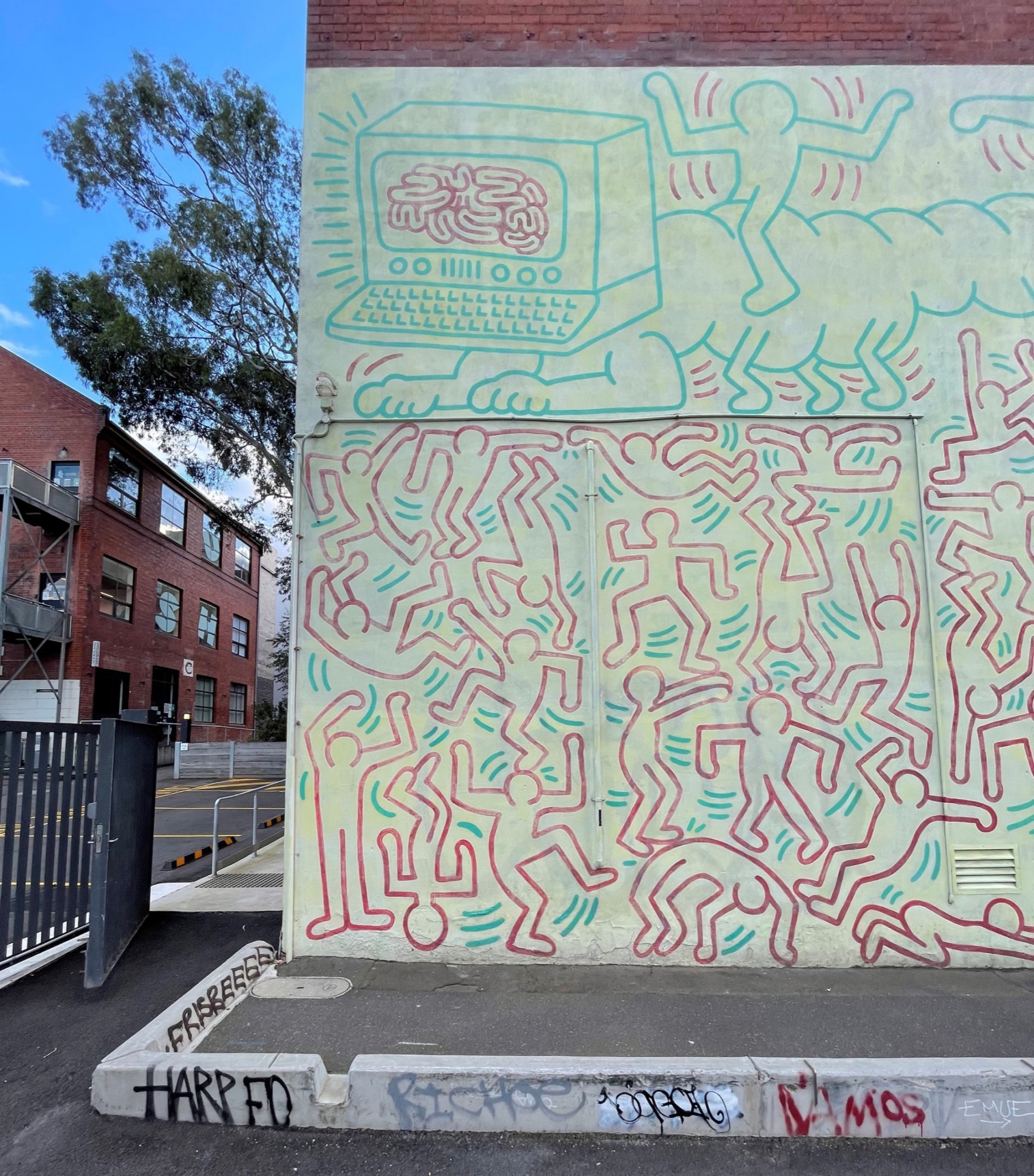 Keith Haring mural, 1984, former Collingwood Technical School, Johnston Street. Photo: Chris Cottrell