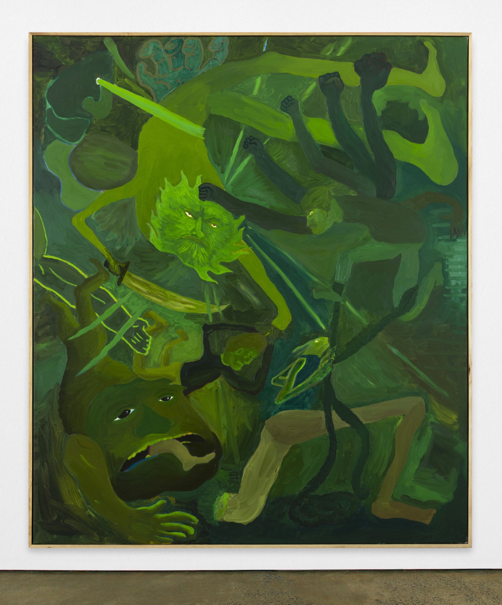 Kieren Seymour, <em>Fighting</em>, 2021, oil on canvas, 183 × 159 cm, courtesy the artist. Photo: Sigurvin Pálsson.