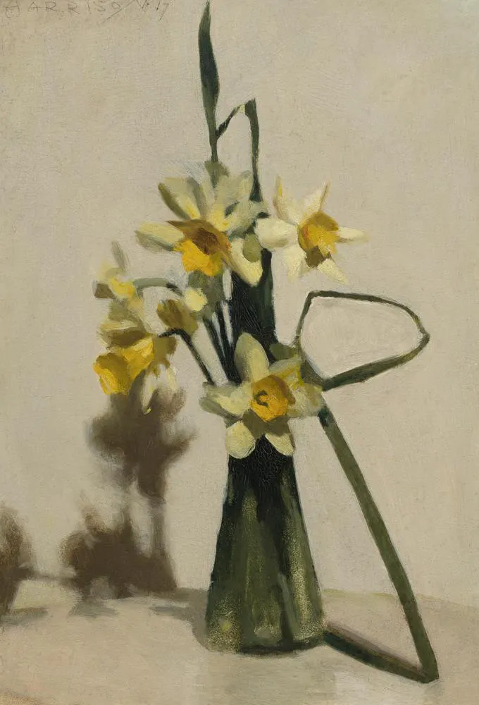 Harry Harrison, <em>Daffodils</em>, 1917, oil on board, 46.0 x 31.0 cm, Art Gallery of Ballarat. Purchased with funds from the Joe White Bequest, 2020.