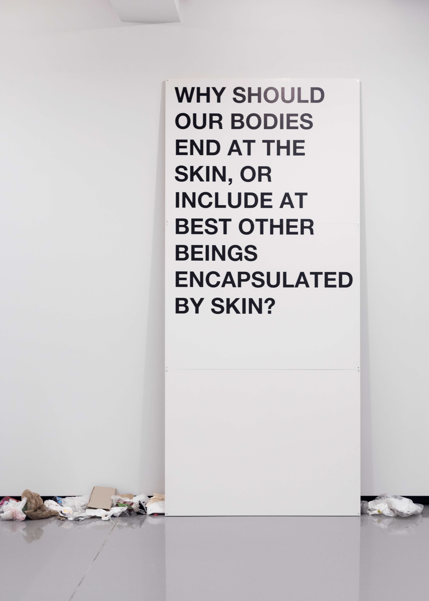 Lili Reynaud-Dewar, <em>TEETH, GUMS, MACHINES, FUTURE, SOCIETY</em>, installation view: Monash University Museum of Art, Melbourne 2018. Photo: Jacqui Shelton