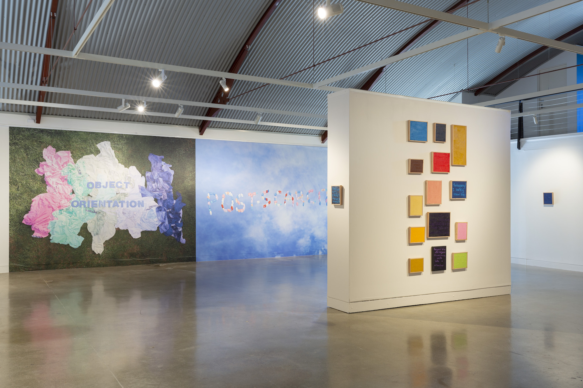 Troy-Anthony Baylis and Benjy Russell featured in <em>Linger, Dash</em>, Talk at Cement Fondu. 2023. Installation view. Photograph: Jessica Maurer
