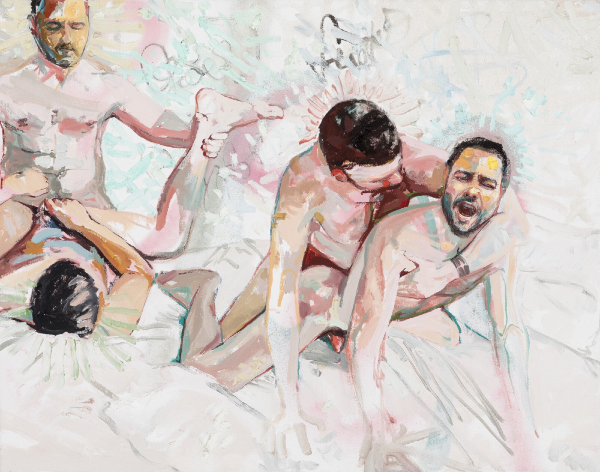 Gian Manik, <em>Long Session Fucking and Getting Fucked by Myself</em>, 2020, oil on canvas board, 56 x 71cm. Photo: Andrew Curtis. Image courtesy the artist and Sutton Gallery, Melbourne. <a href="https://suttongallery.com.au/viewing-room/gianmanik-authenticmemories/">On view now</a>.