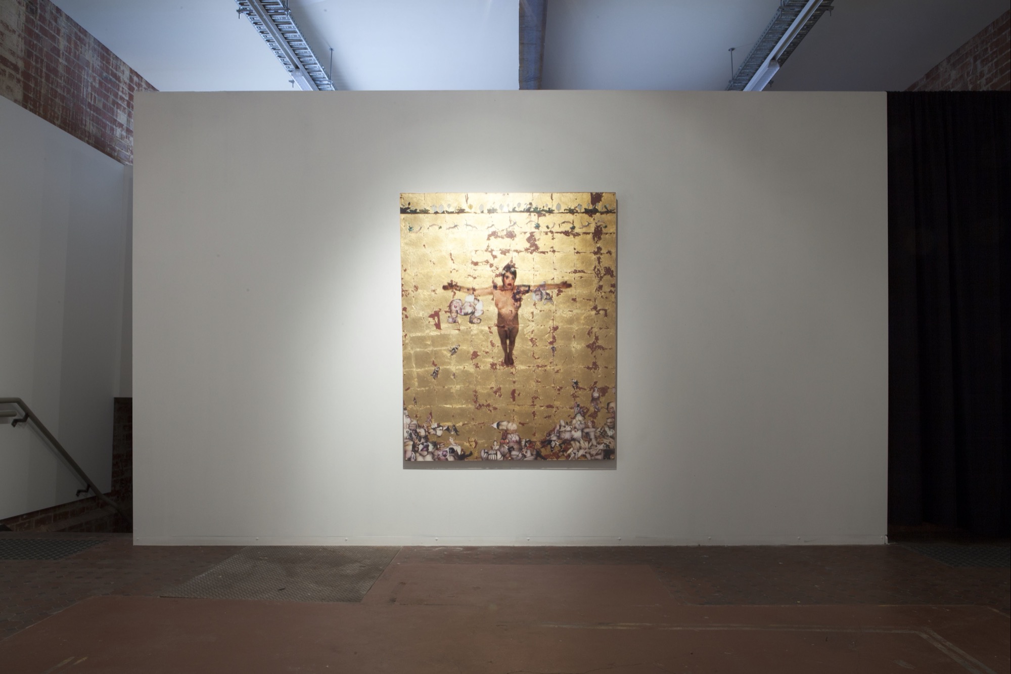 Genesis Breyer P-Orridge, Cruciform (Sigil Working), 2005, Polaroids, gold leaf, C-print on Plexi 178 x 137cm. Photograph by Adam Stone.