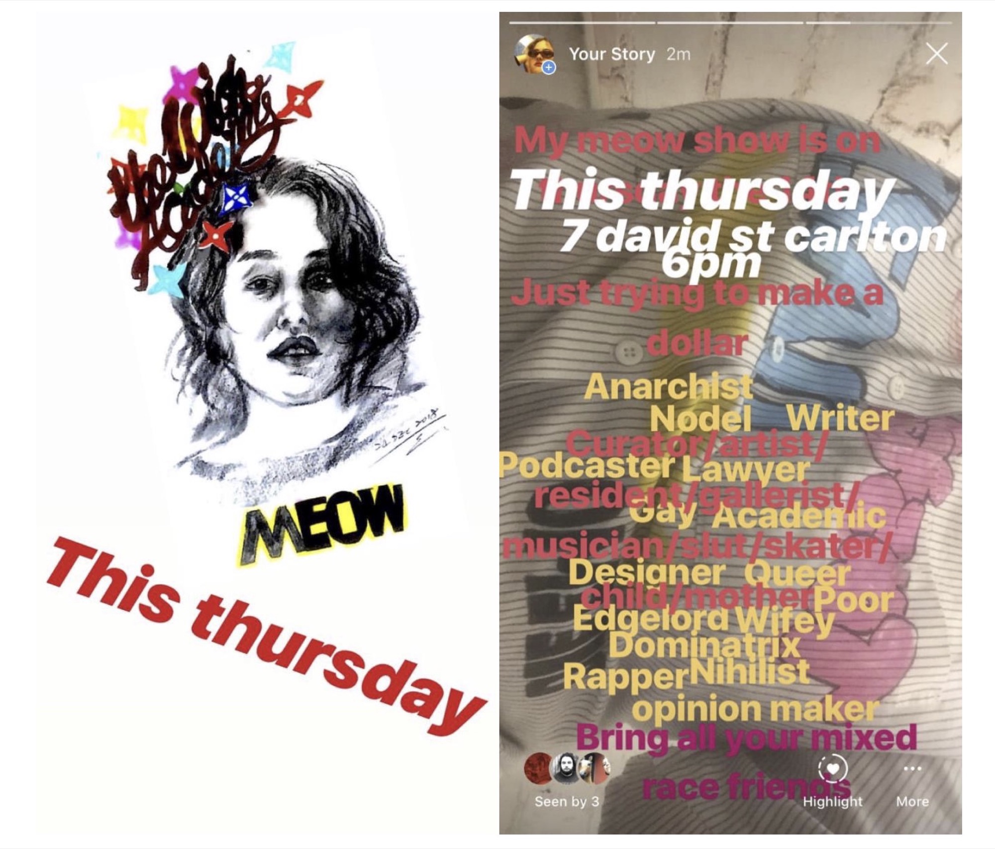 Hana Earles, Instagram story, circa. March 2019.