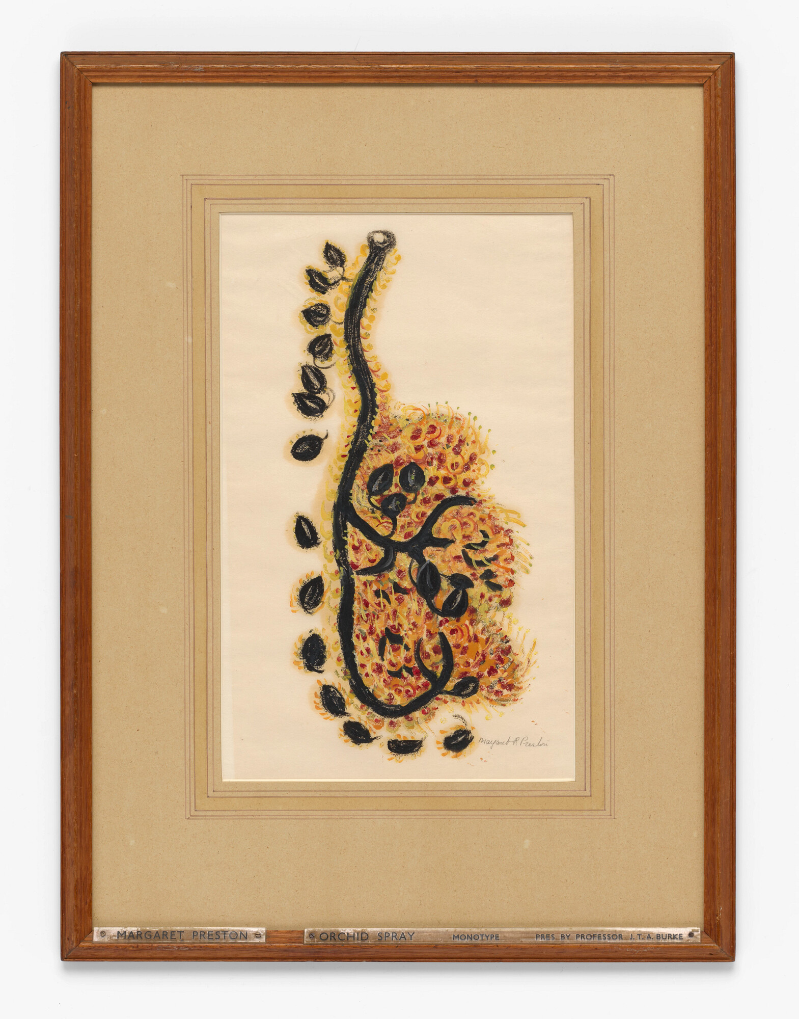 <p>Margaret Preston, Orchid Spray (1946). Colour monotype, 48.5 x 31.5 cm (sheet). The University of Melbourne Art Collection. Gift of Professor Joseph Burke, 1948.</p>