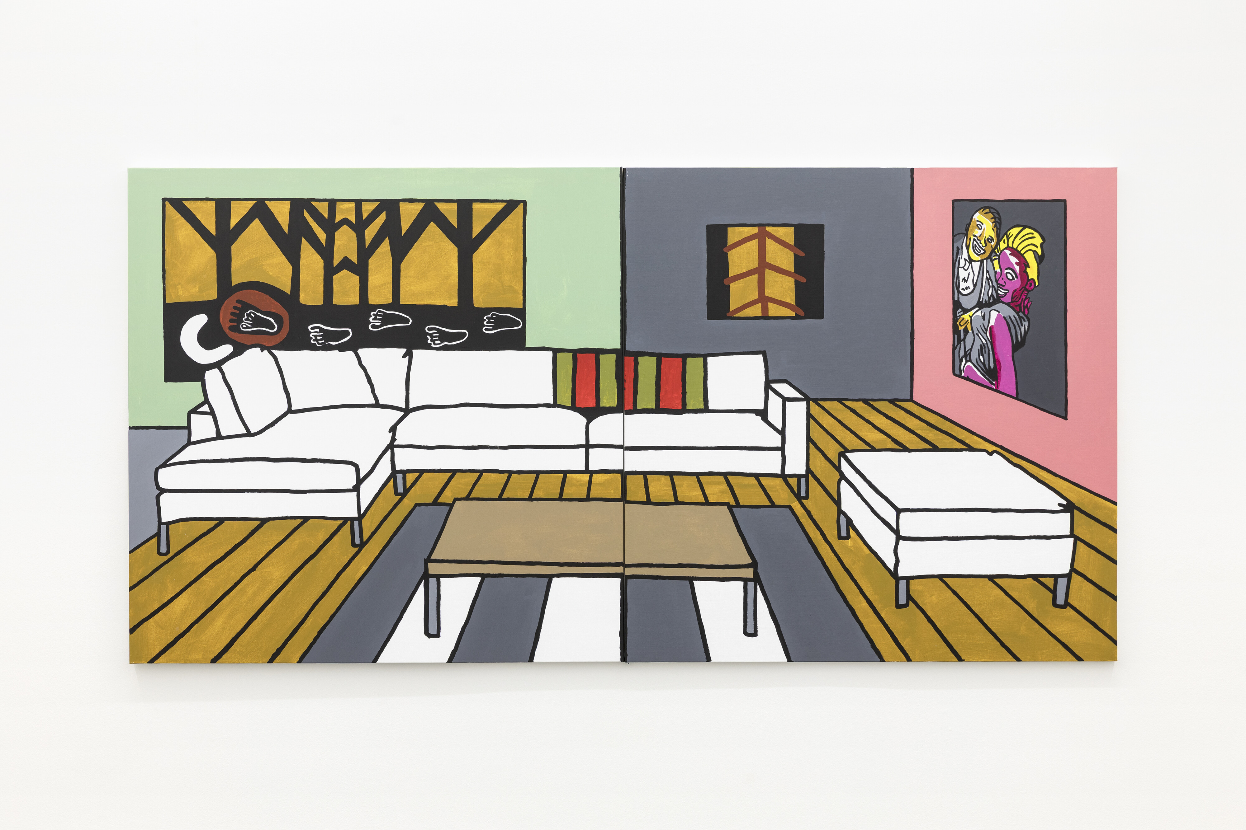 <p>John Citizen, <em>Interior (Home Decor)</em>, 2005, acrylic on linen, two panels, 152 x 304cm (overall). Photography: Andrew Curtis.</p>