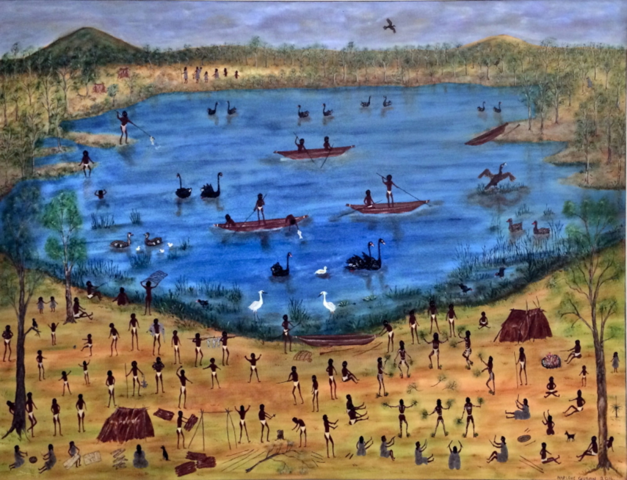 Marlene Gilson, <em>Black Swamp–Lake Wendouree</em>, 2016, acrylic on linen. Image courtesy of the Art Gallery of Ballarat. Photo: Peter Freund.
