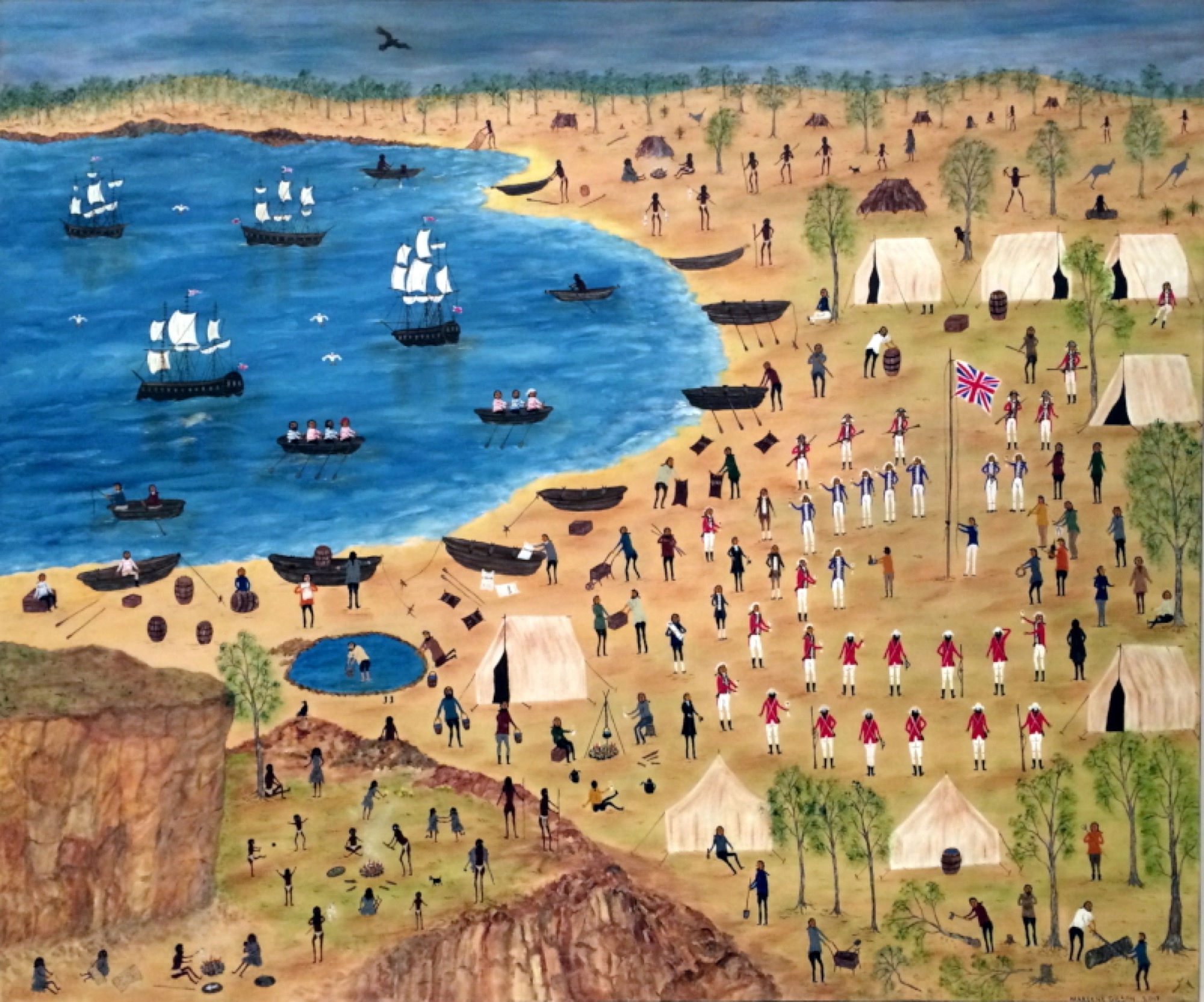Marlene Gilson, <em>The Landing</em>, 2018, acrylic on linen. Image courtesy of the Art Gallery of Ballarat. Photo: Peter Freund.