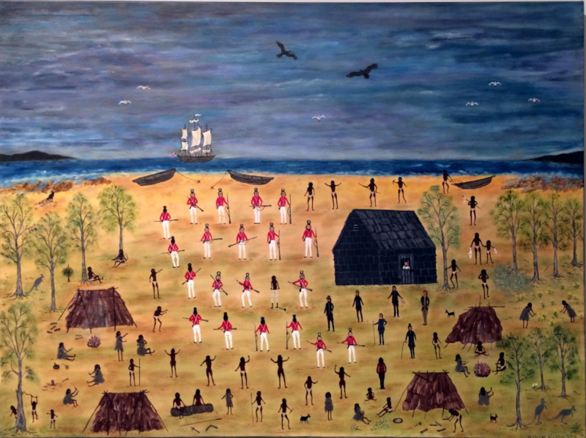 Marlene Gilson, <em>Mumbowran</em>, 2018, acrylic on linen. Image courtesy of the Art Gallery of Ballarat. Photo: Peter Freund.