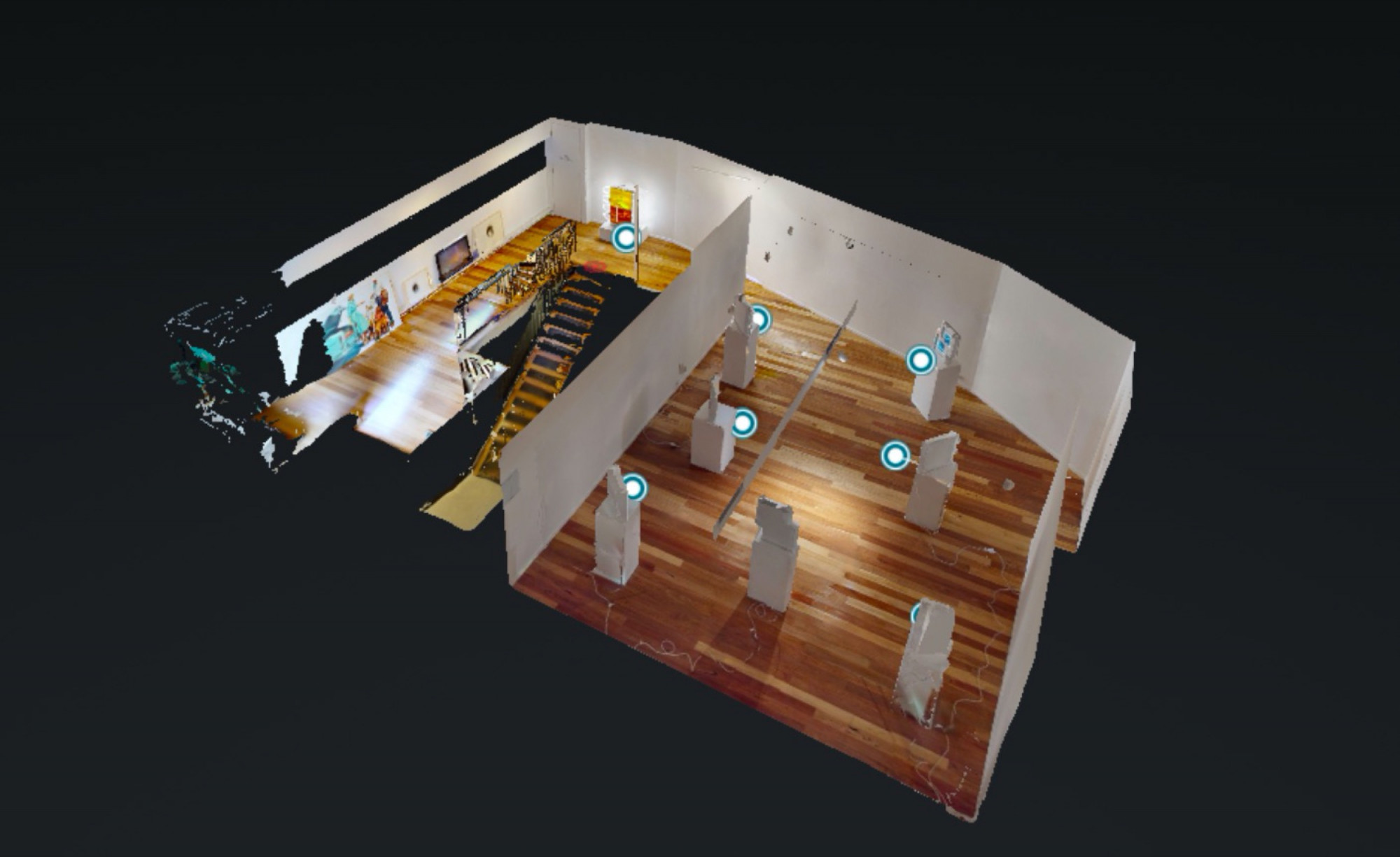 Meagan Streader, A Window is a Square Horizon, 2020. Screenshot of virtual exhibition experience, dollhouse view.
