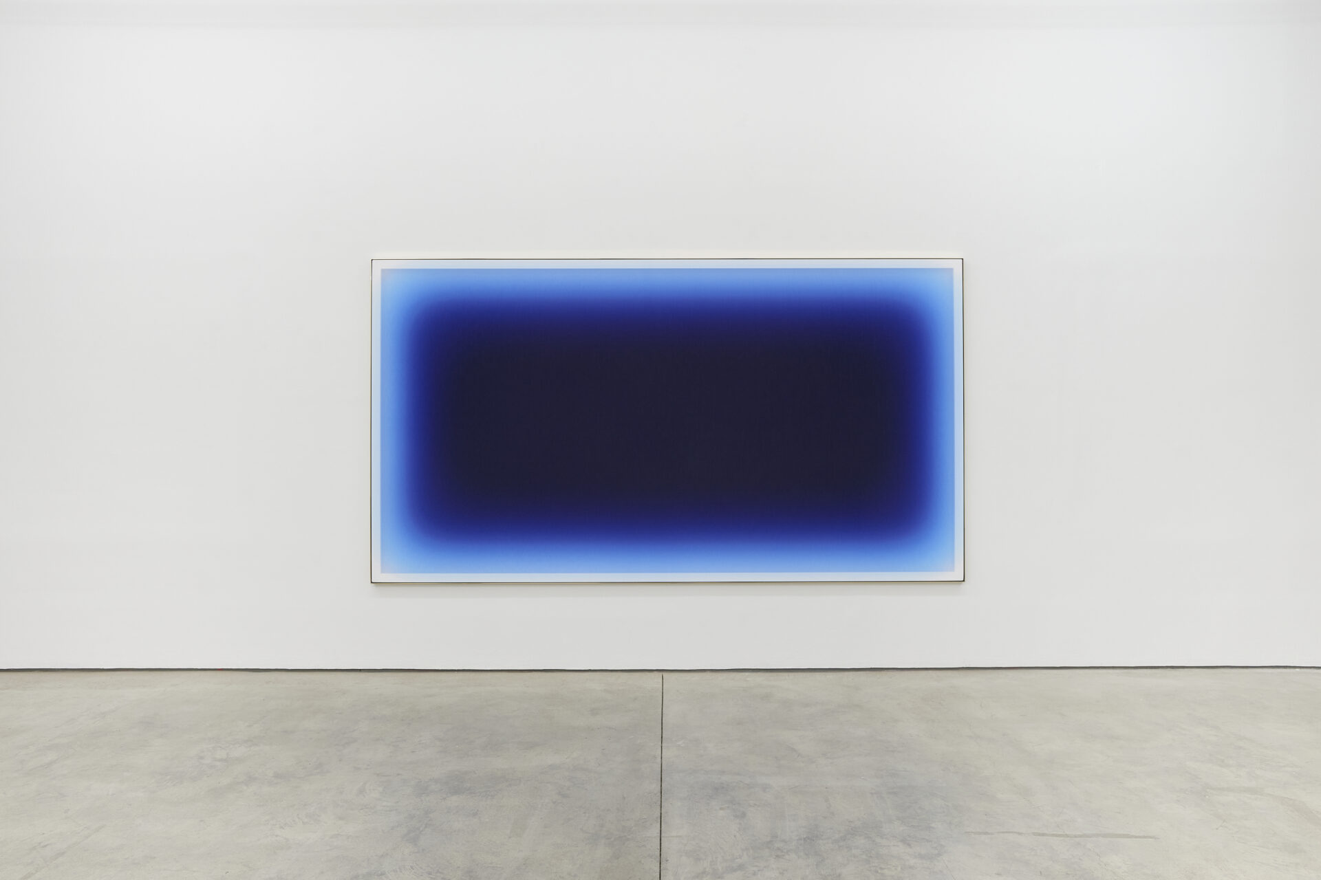 Jonny Niesche, <em>Total Vibration (Stardust Blue)</em>, 2021, voile, powder coated aluminium, mirror polished brass, 180 x 330 x 5 cm.