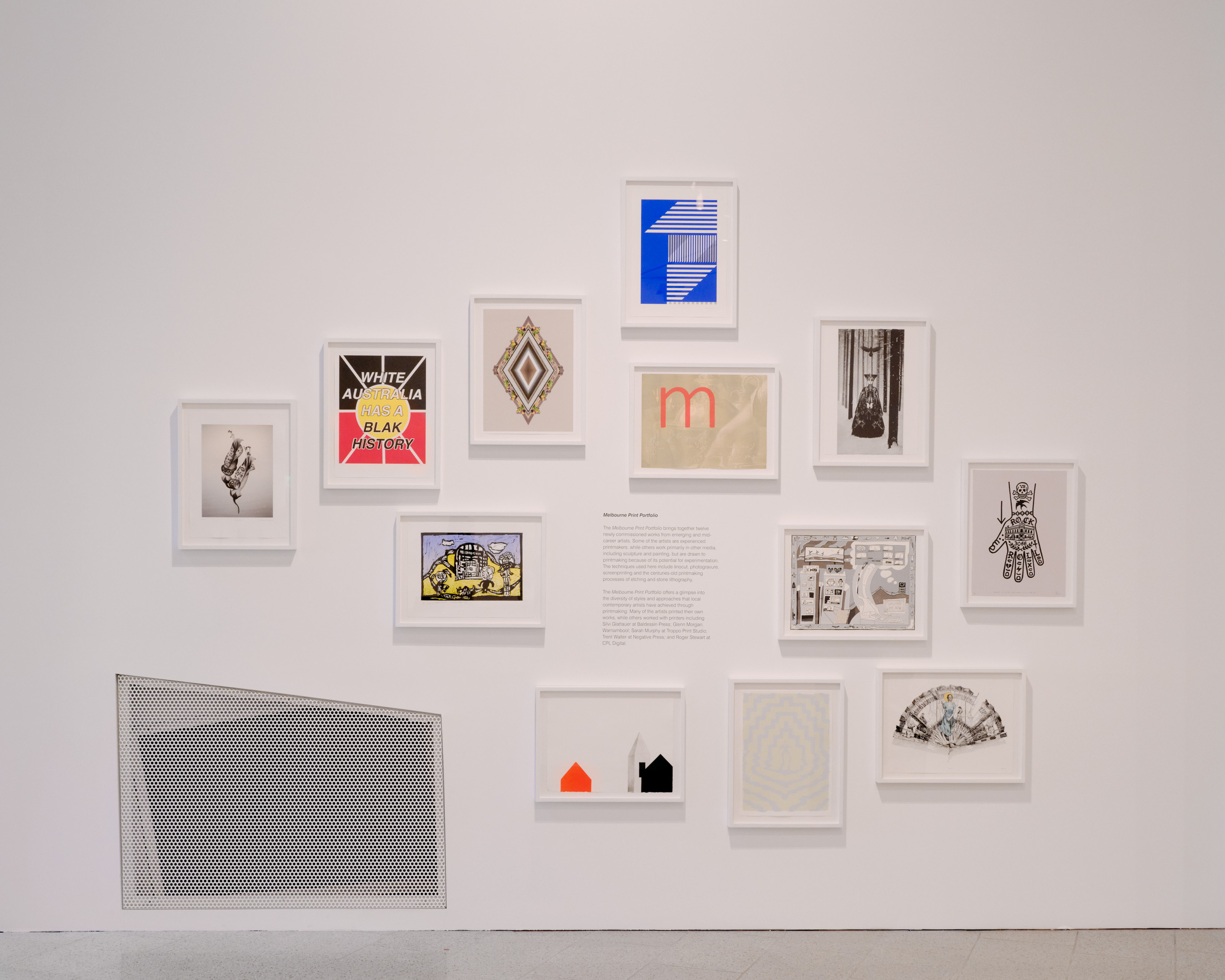 Installation view of Print Portfolio as part on display as part of the Melbourne Now exhibition at The Ian Potter Centre: NGV Australia, Melbourne from 24 March to 20 August 2023. Photo: Tom Ross