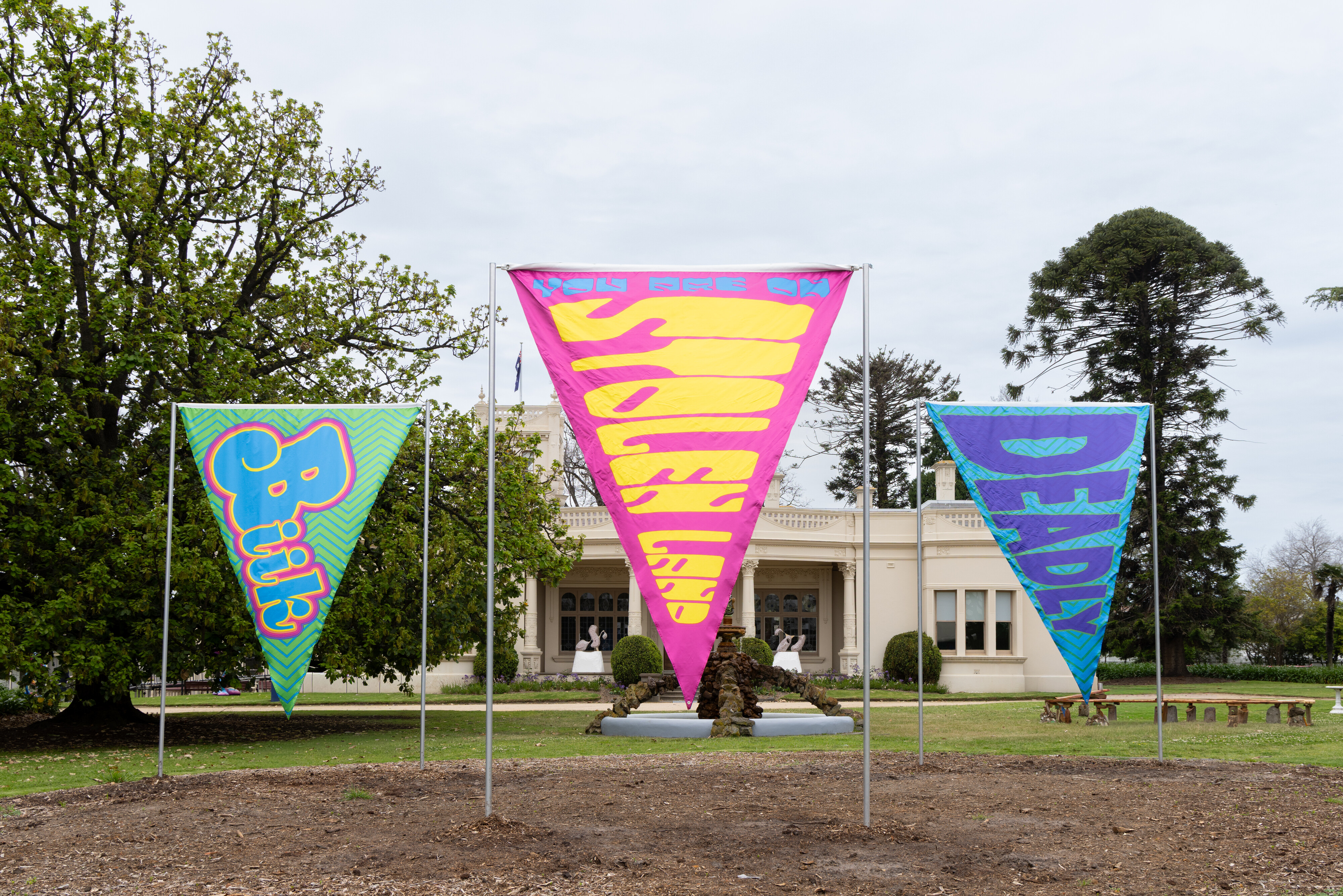 <p>Installation view of Kait James, <em>Deadly; Biik; and, Stolenland</em>, 2026, Melbourne Sculpture Biennale, 2026. Photo by Nicholas Mahady. Courtesy the artist and Neon Parc.</p>