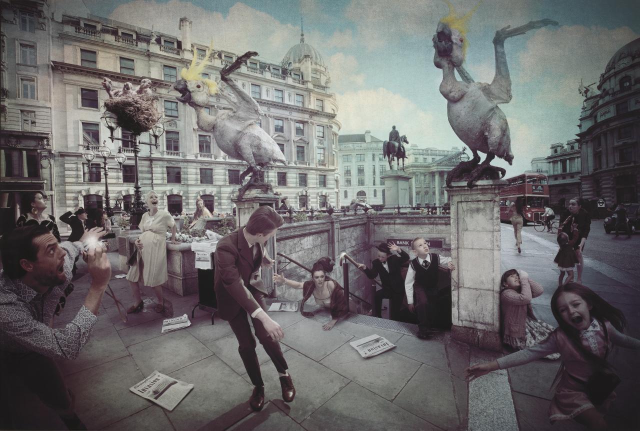 Michael Cook, <em>Invasion, Giant Birds</em>, 2018, inkjet print, 135 x 200 cm, National Gallery of Victoria, Melbourne. Purchased Victorian Association for Living Australian Artists, 2018.