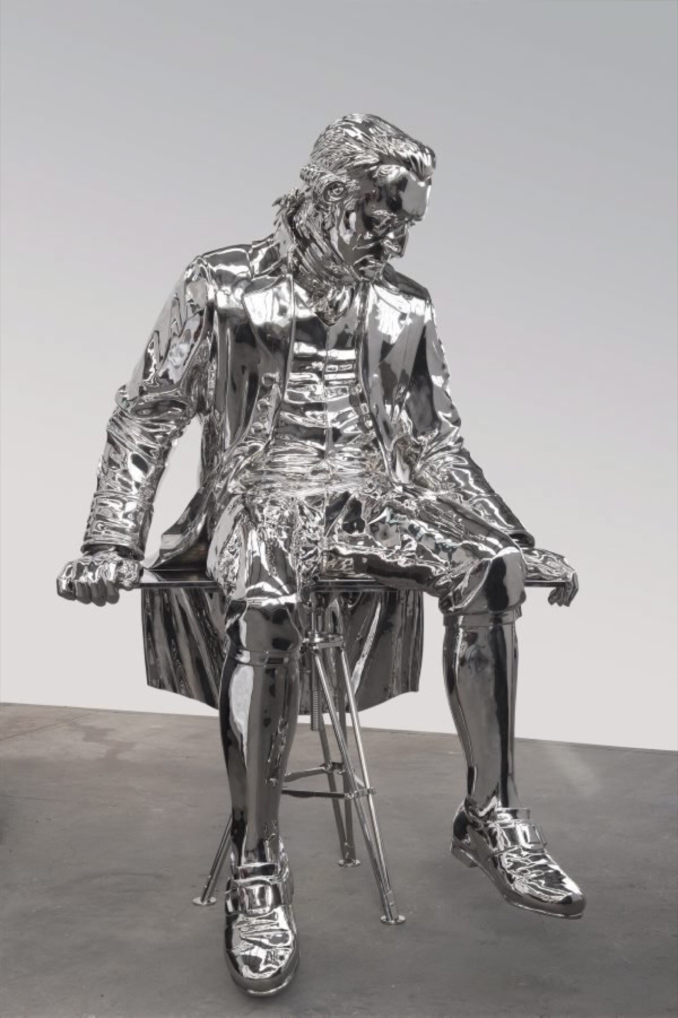 <p>Michael Parekōwhai, <em>The English Channel, </em>2015, stainless steel, 257.0 x 166.0 x 158.0 cm. Entrance Pavilion, Art Gallery of NSW</p>