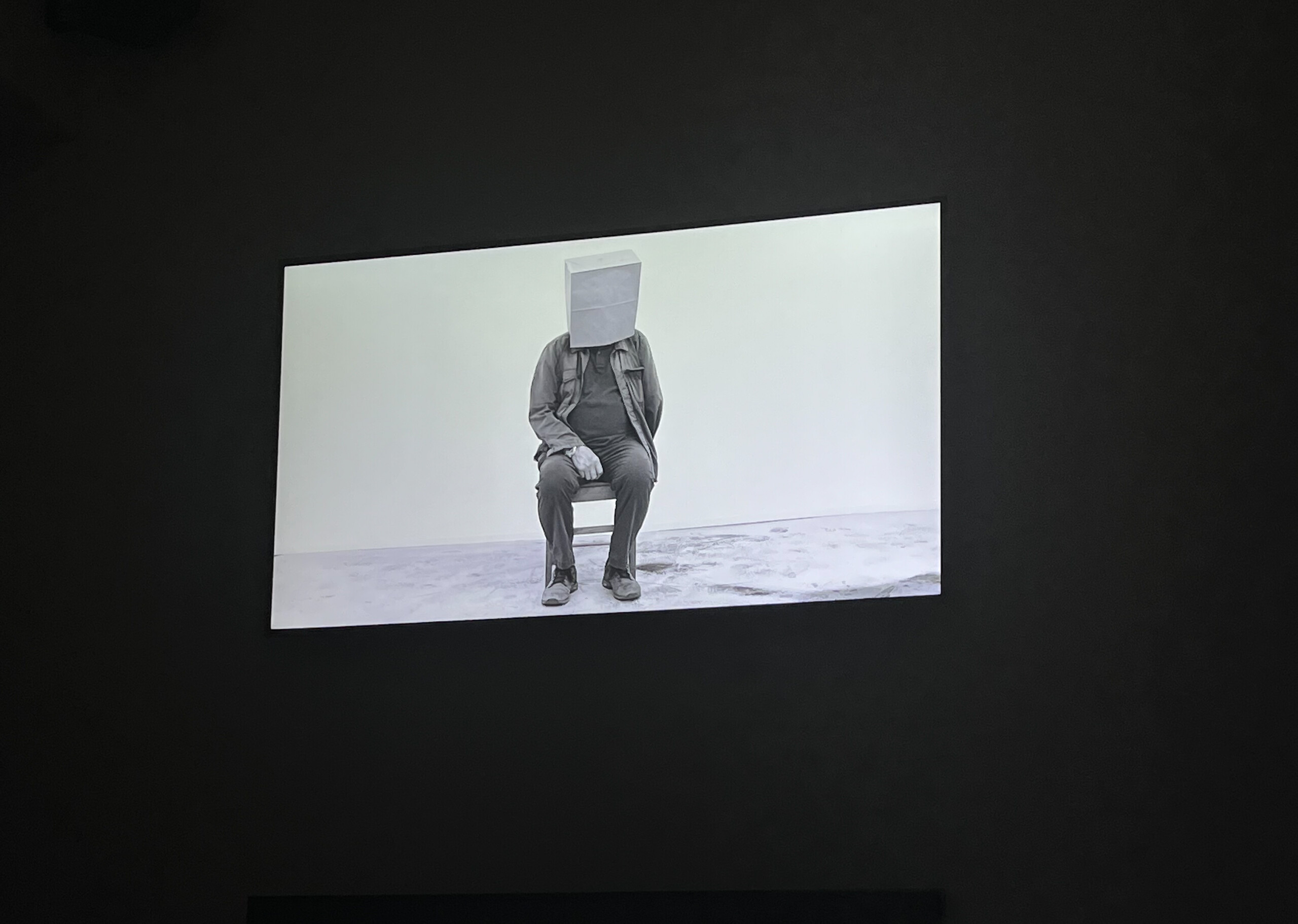 Installation view of Mike Parr, <em>Sunset Claws</em>, <em>Part 3: Going Home</em>, detail of <em>Montage in Space &amp; Time</em> (1971–2016). Anna Schwartz Gallery, Melbourne, 2023.