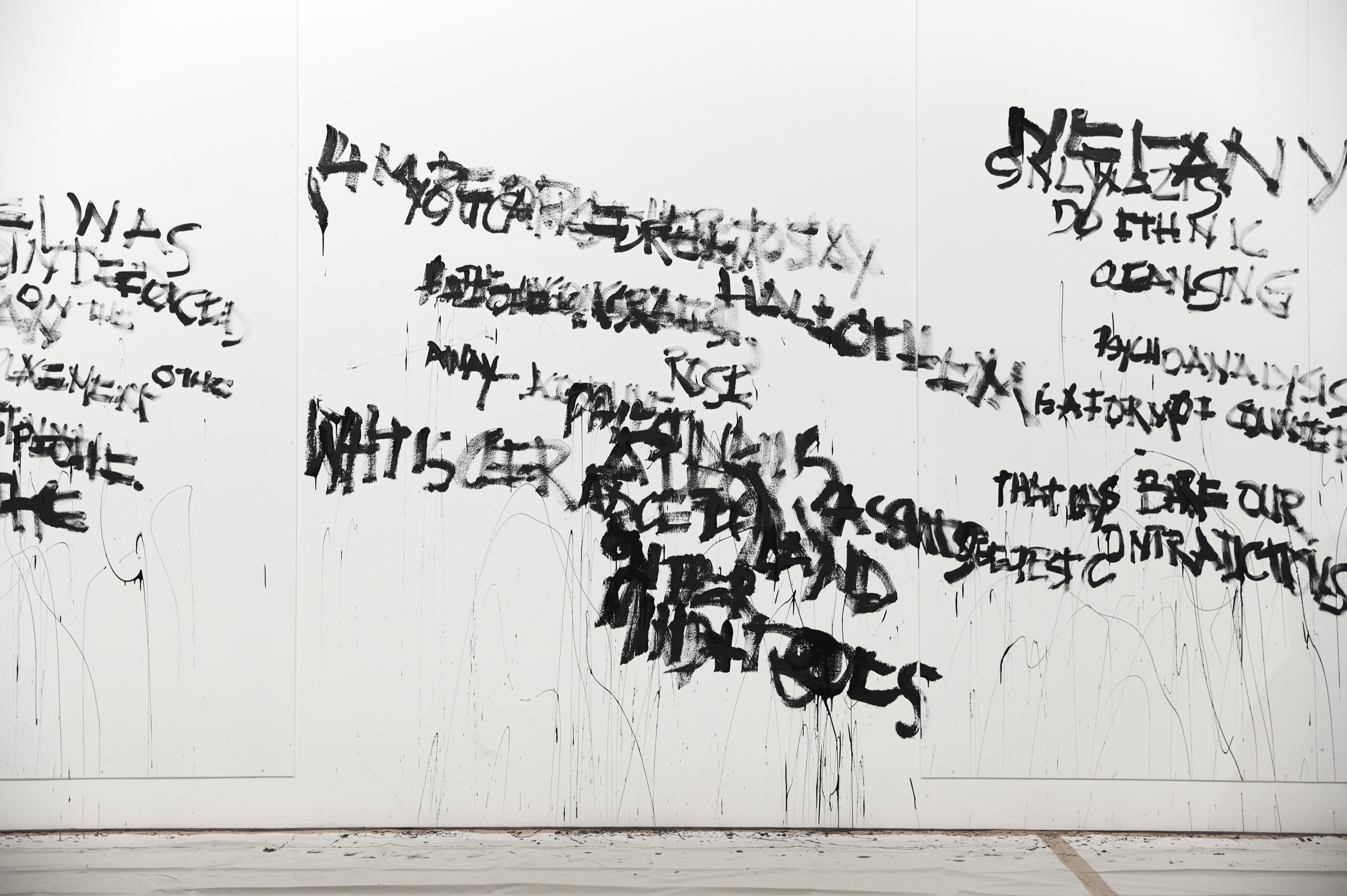 Installation view of Mike Parr, <em>Sunset Claws</em>, <em>Part 3: Going Home</em>, Anna Schwartz Gallery, Melbourne, 2023. Photo: Zan Wimberley