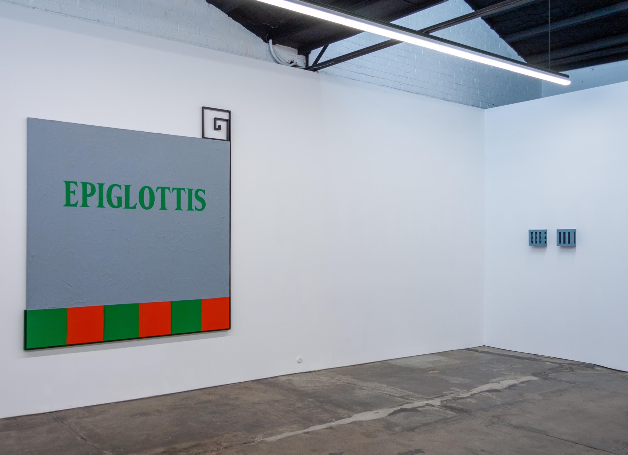 Installation view of works by Janet Burchill and Hilarie Mais in P<em>alermo was thinking of Monk, I was thinking of J. P. Melville in a thicket</em>, 2023, 1301SW. Courtesy of 1301SW.