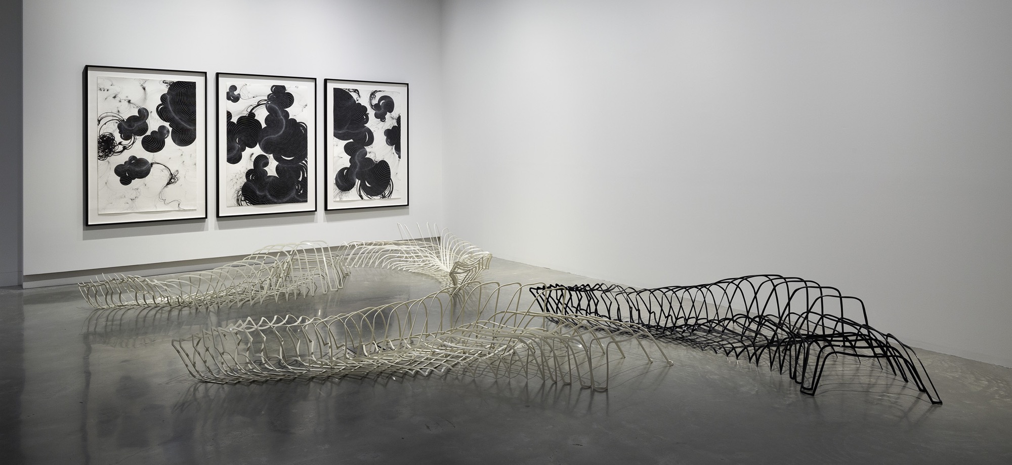 Installation view, Mira Gojak and Takehito Koganezawa, <em>The Garden of Forking Paths</em>. Image courtesy the artists and Buxton Contemporary.