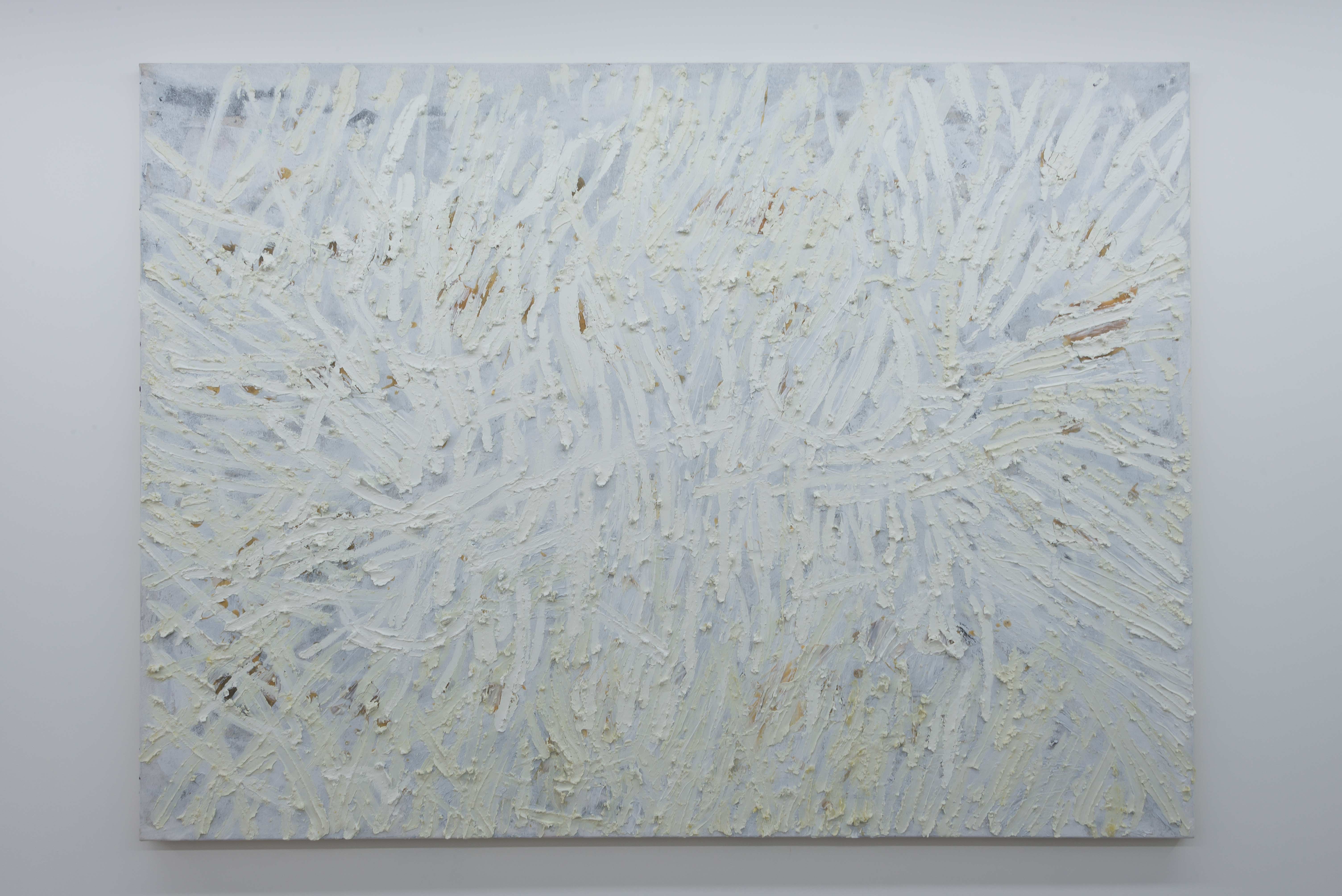 Anabel Robinson, <em>Wet Hair</em>, 2022, Ink, enamel, latex, oil and beeswax on canvas, 170 x 130cm. Photo courtesy of Asbestos.